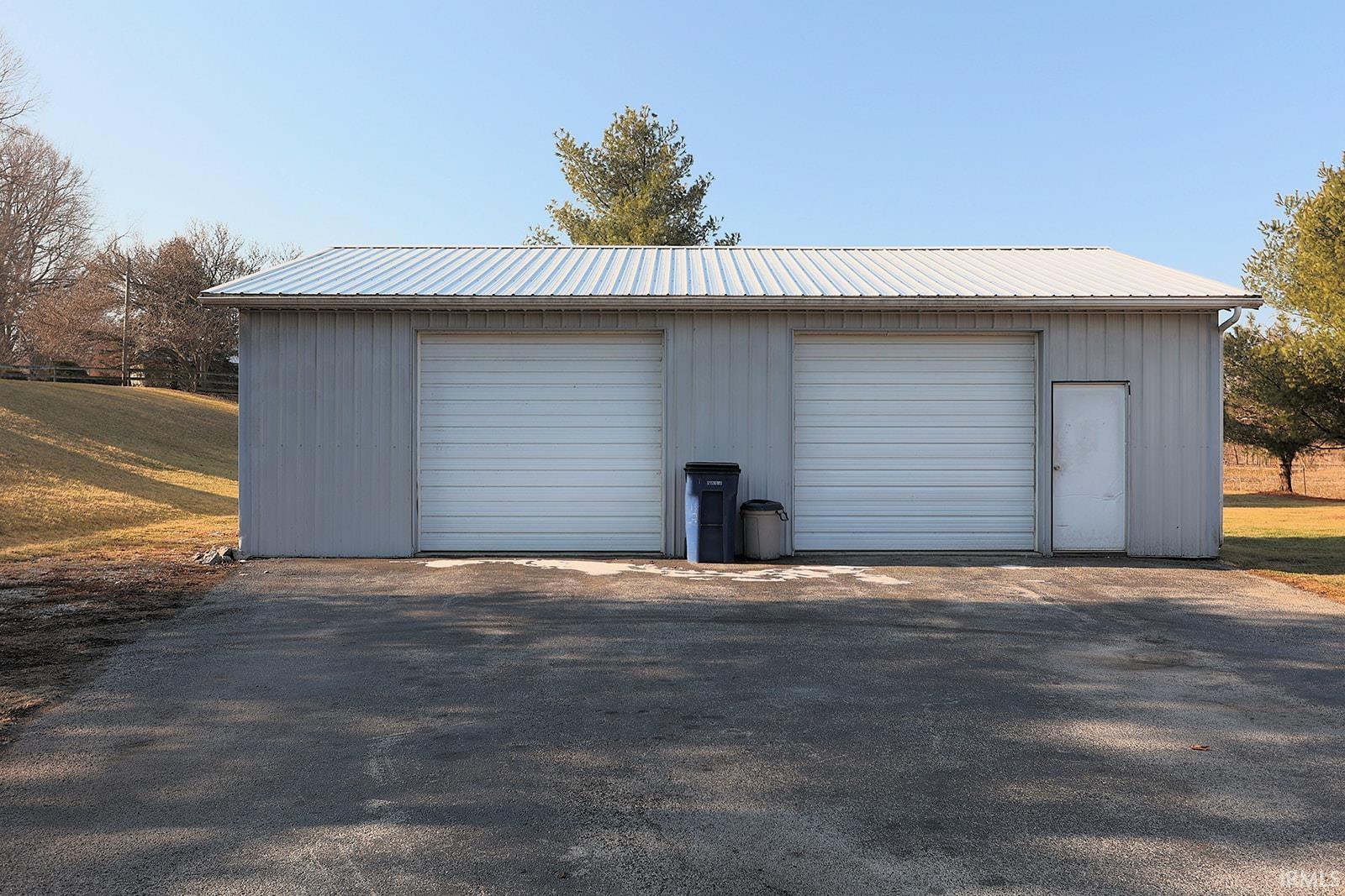 View of detached garage