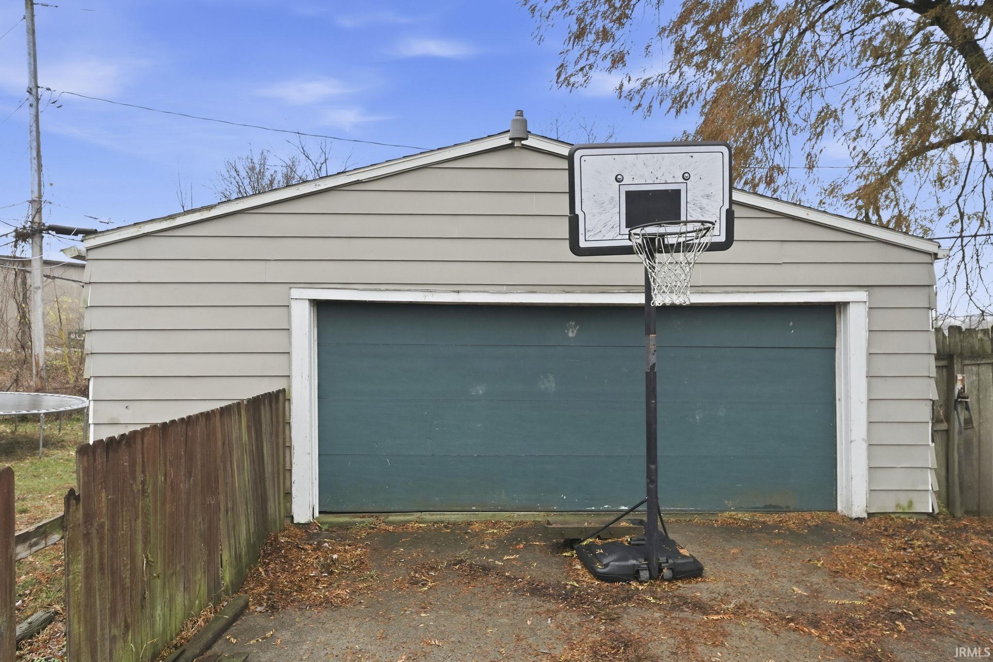 View of detached garage