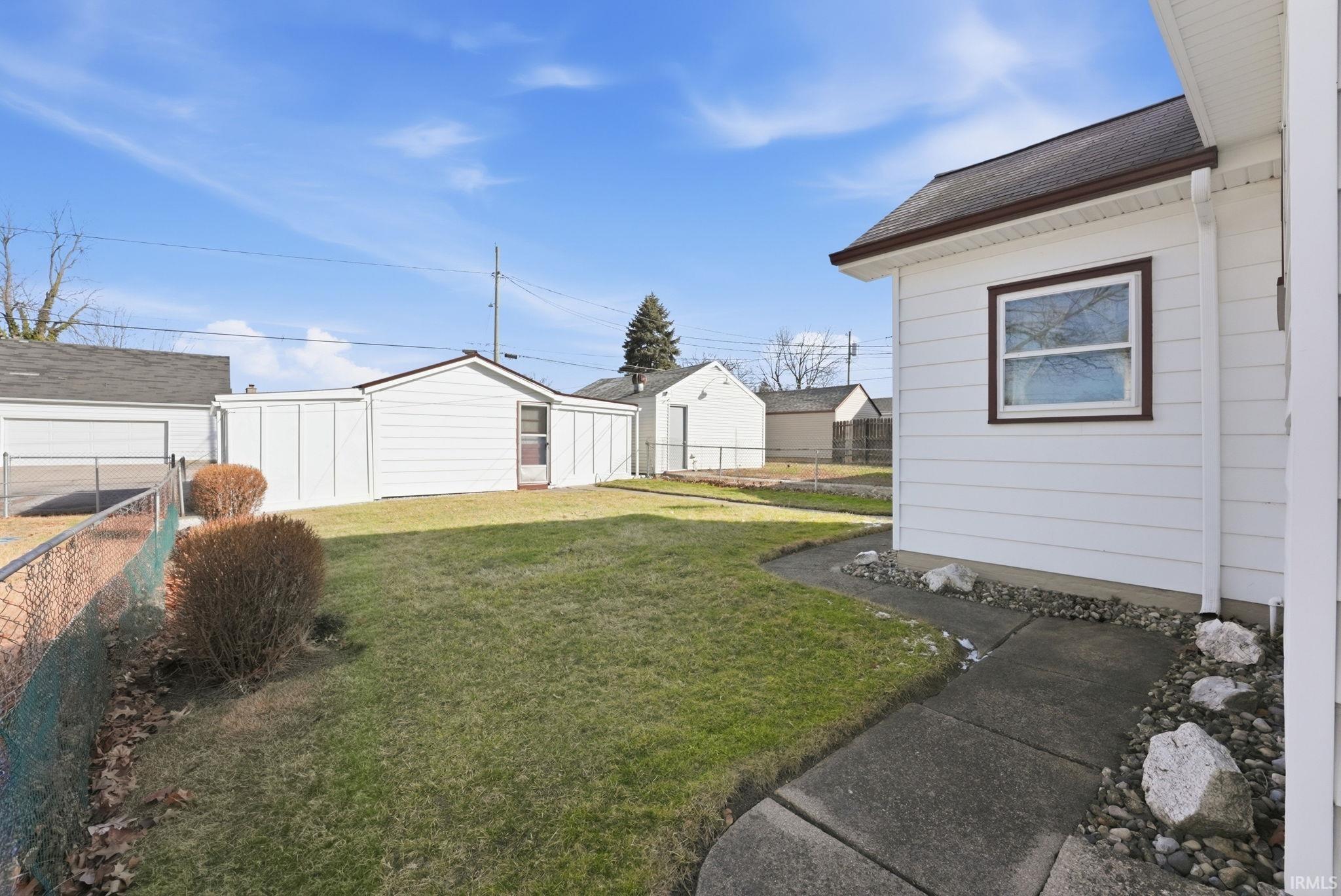 View of fenced backyard