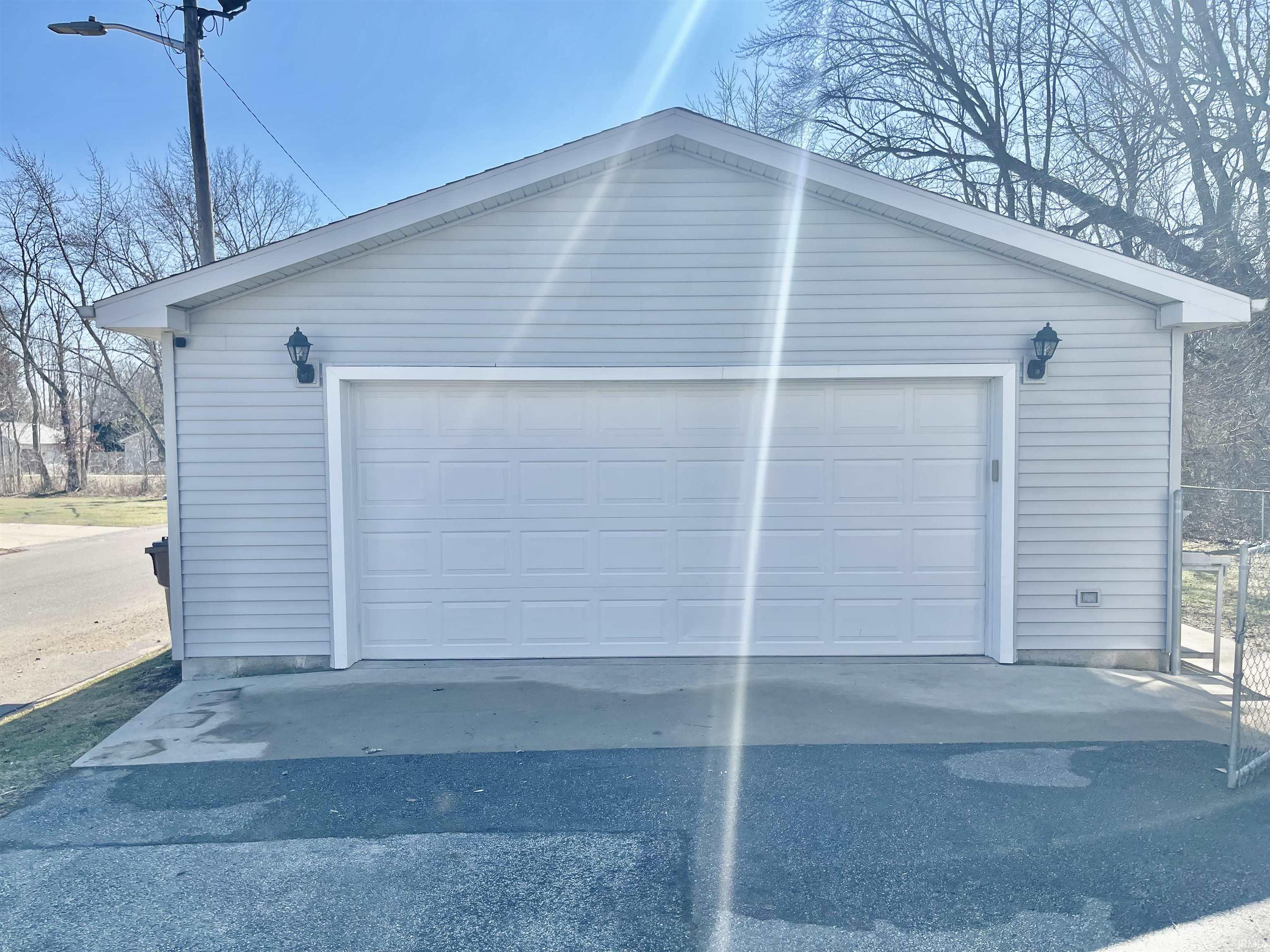 View of detached garage