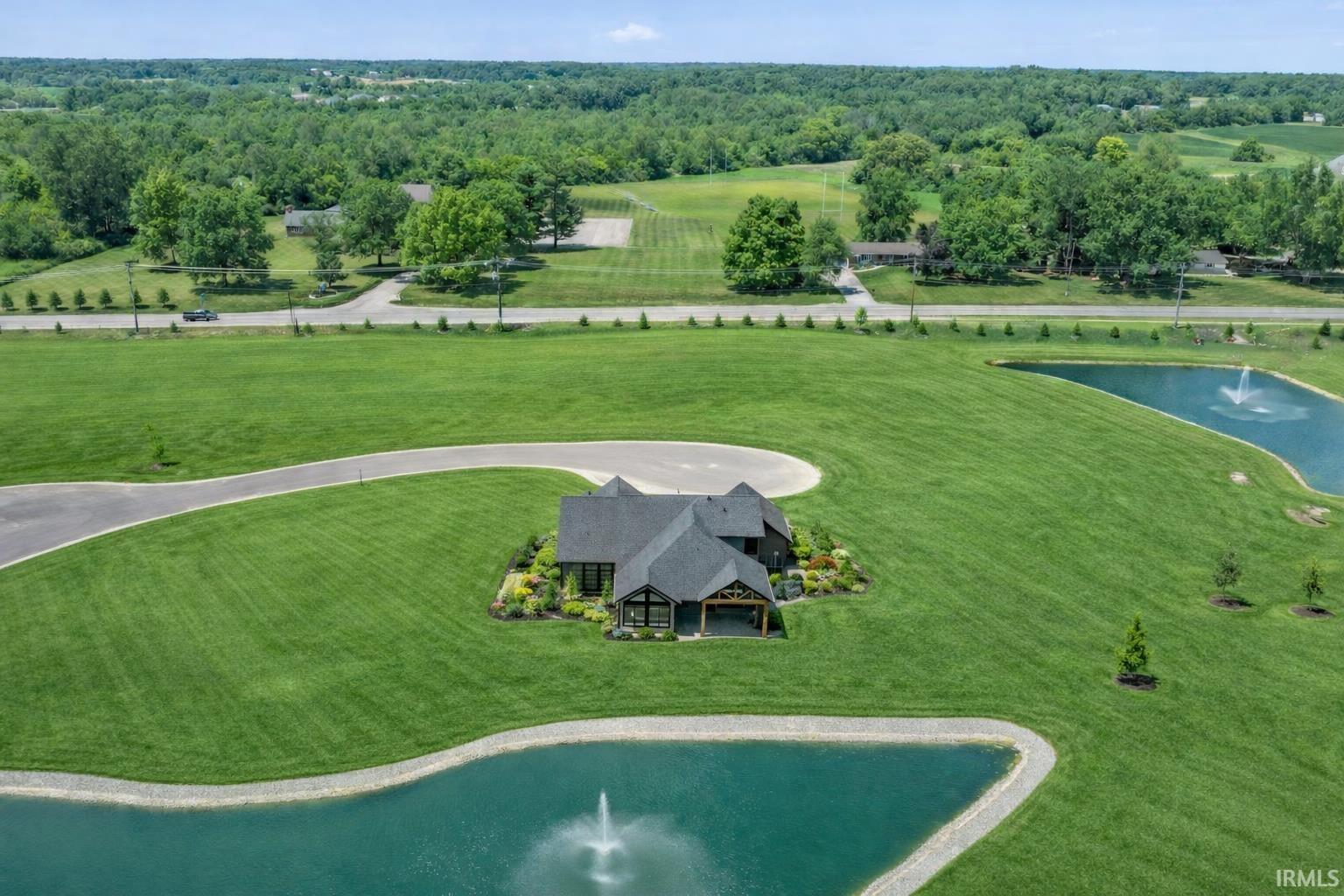 Bird's eye view of a nearby body of water