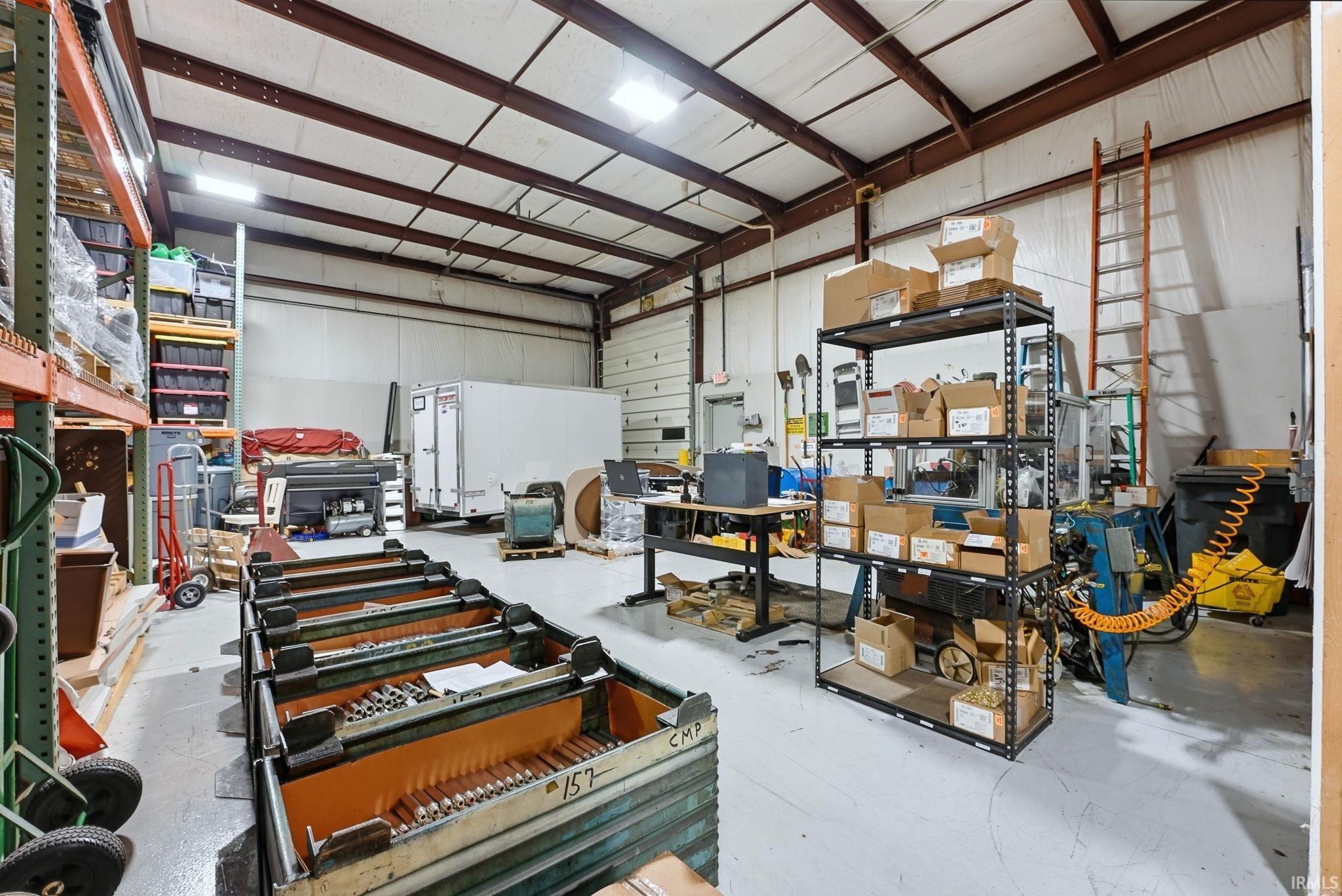 Garage with metal wall