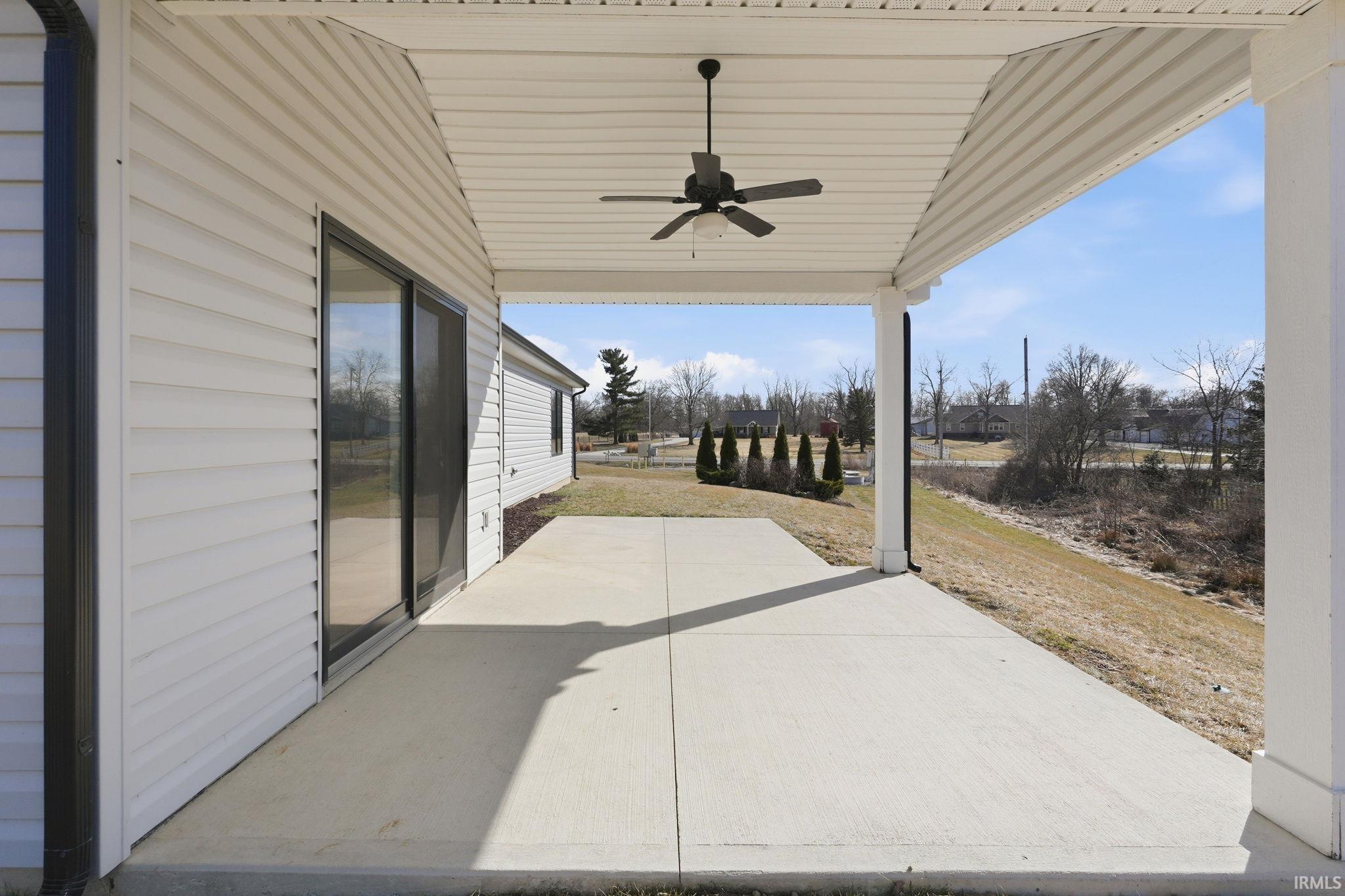 View of patio / terrace featuring a ceiling fan