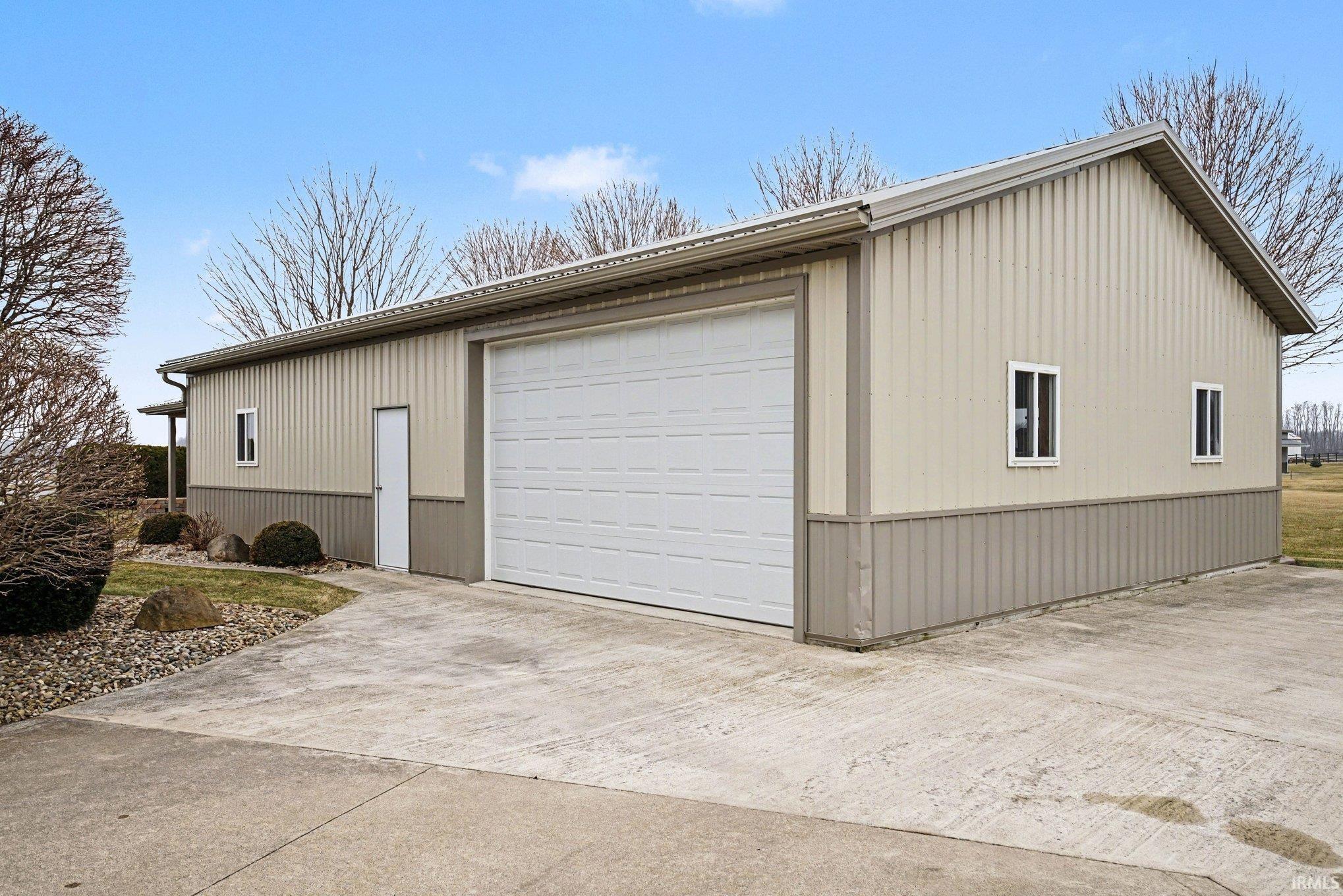 View of detached garage