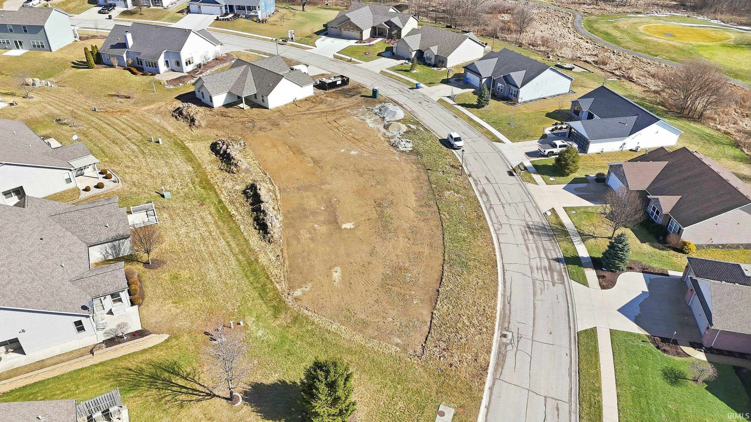 Aerial perspective of suburban area