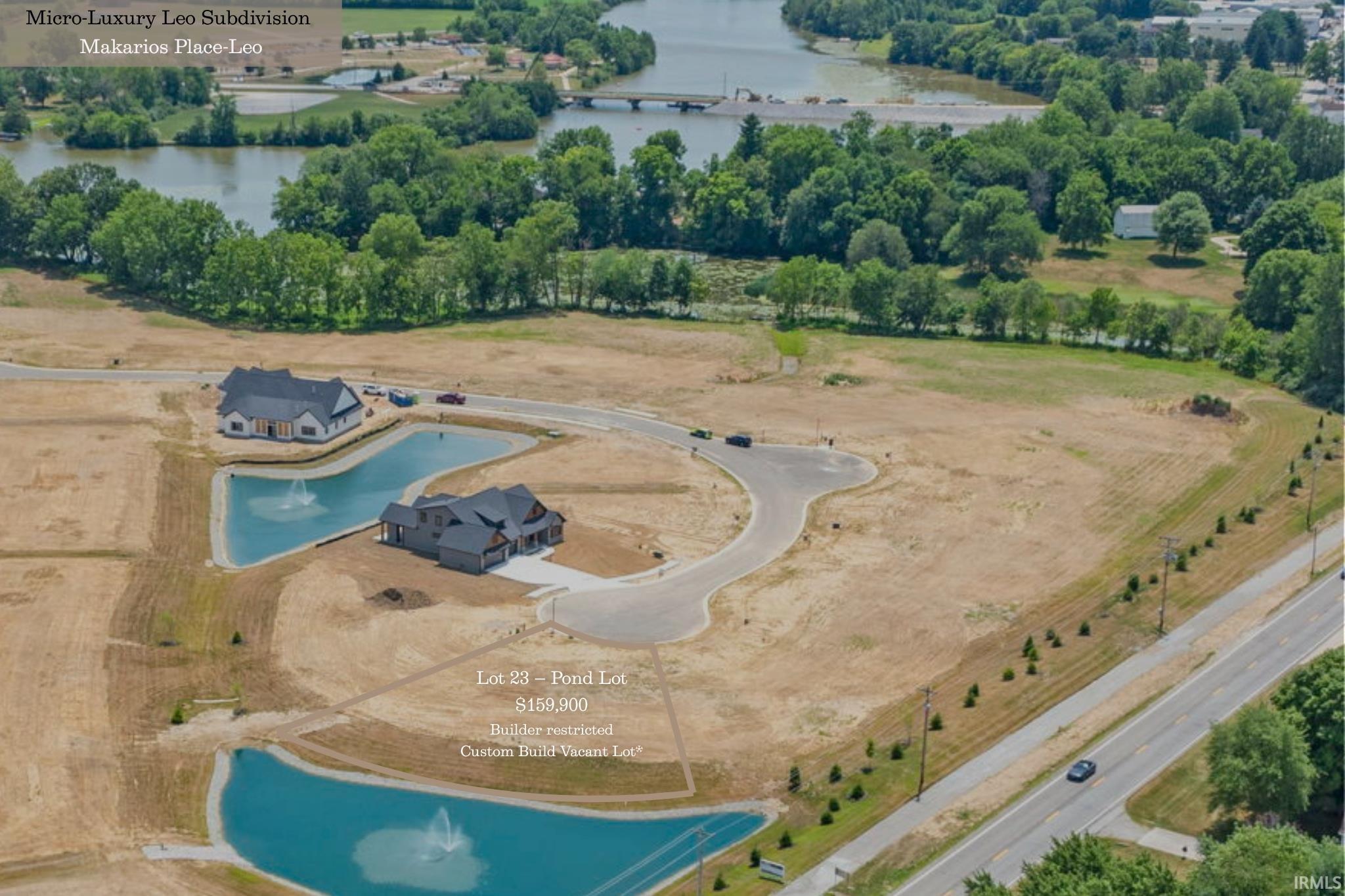 Aerial view of a nearby body of water