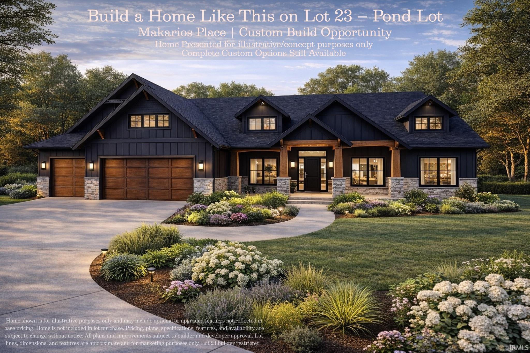 Craftsman-style home with stone siding, a porch, board and batten siding, and concrete driveway