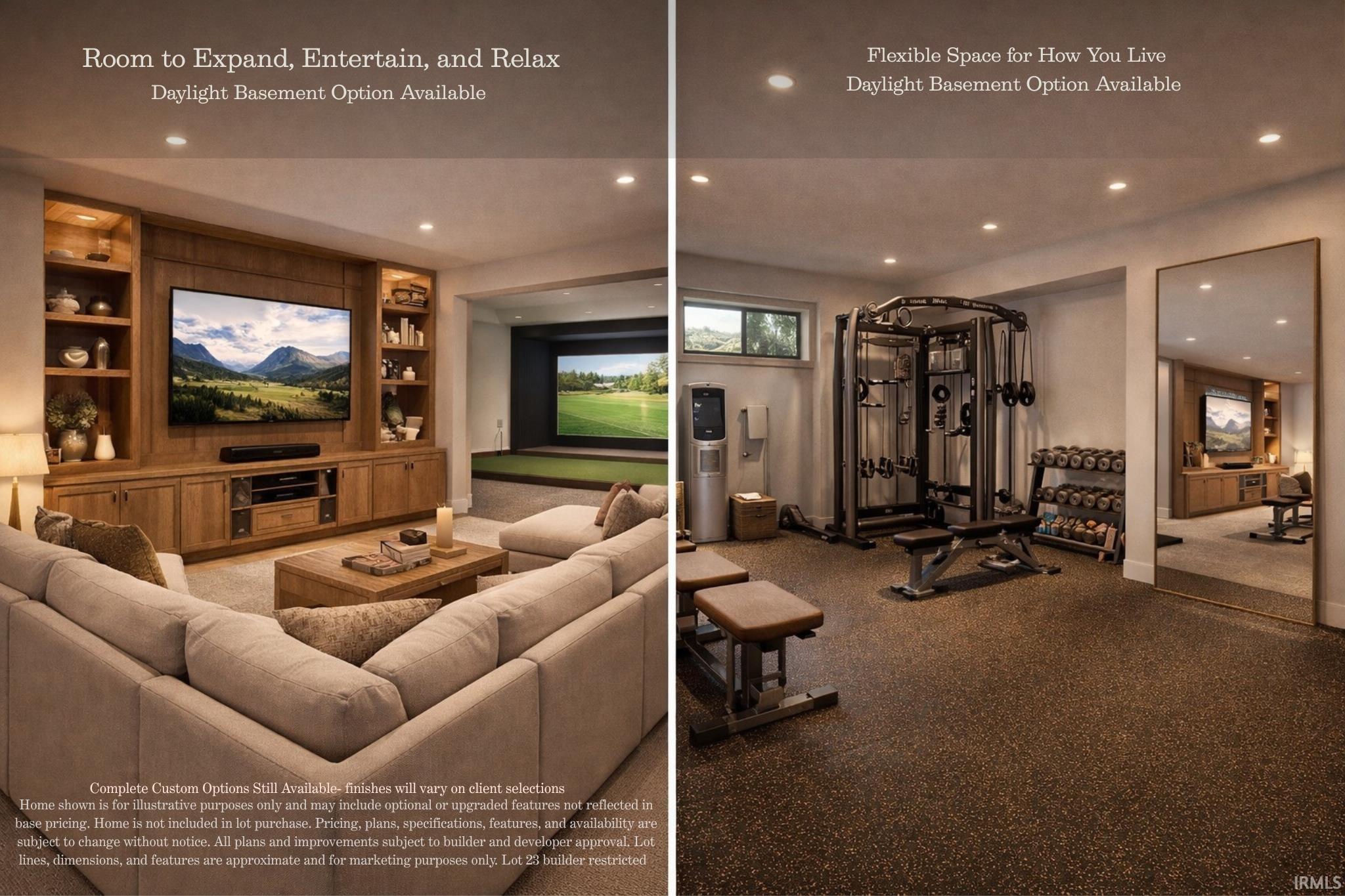 Workout area with recessed lighting