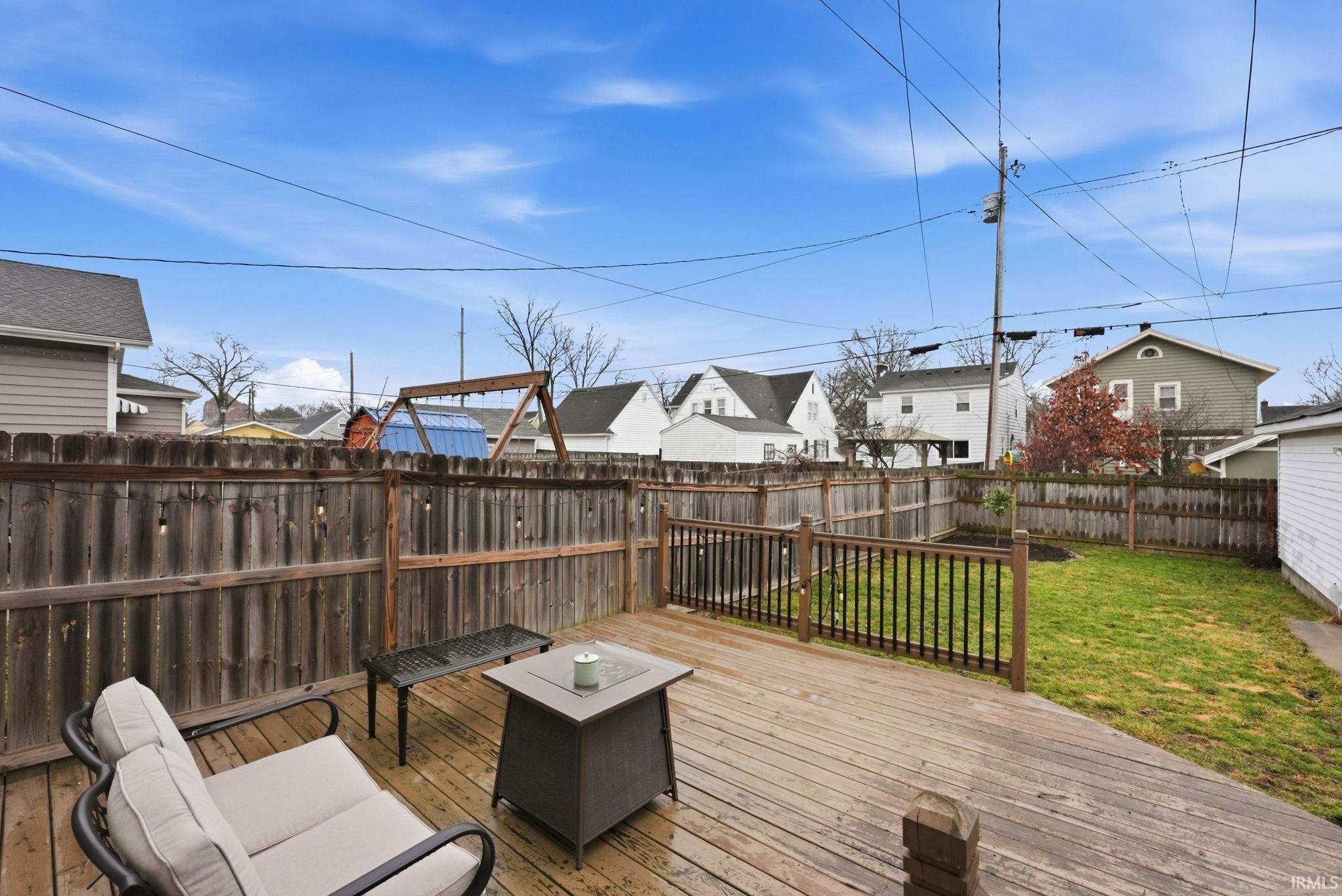 Deck featuring a residential view and a fenced backyard