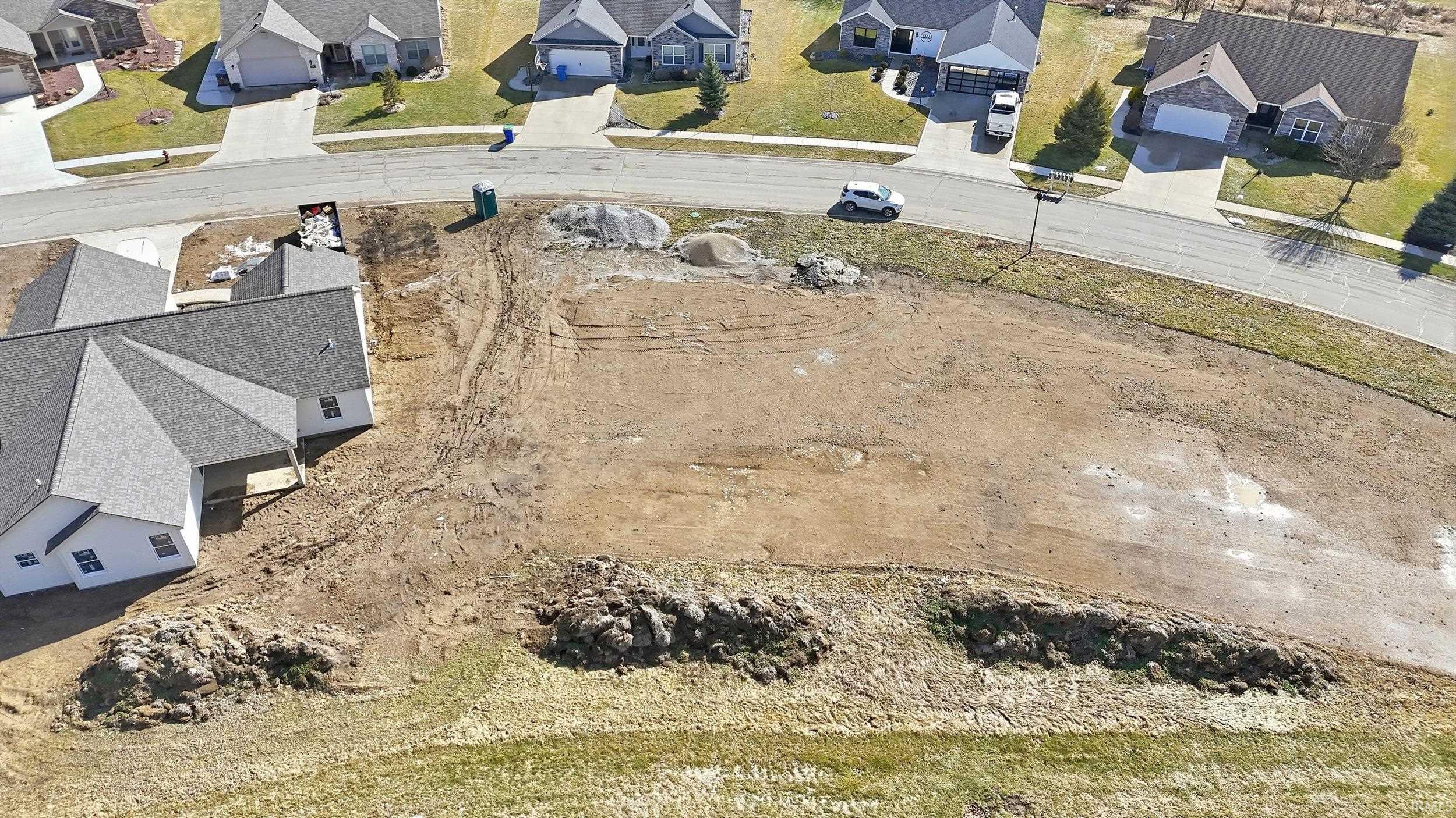 Aerial perspective of suburban area