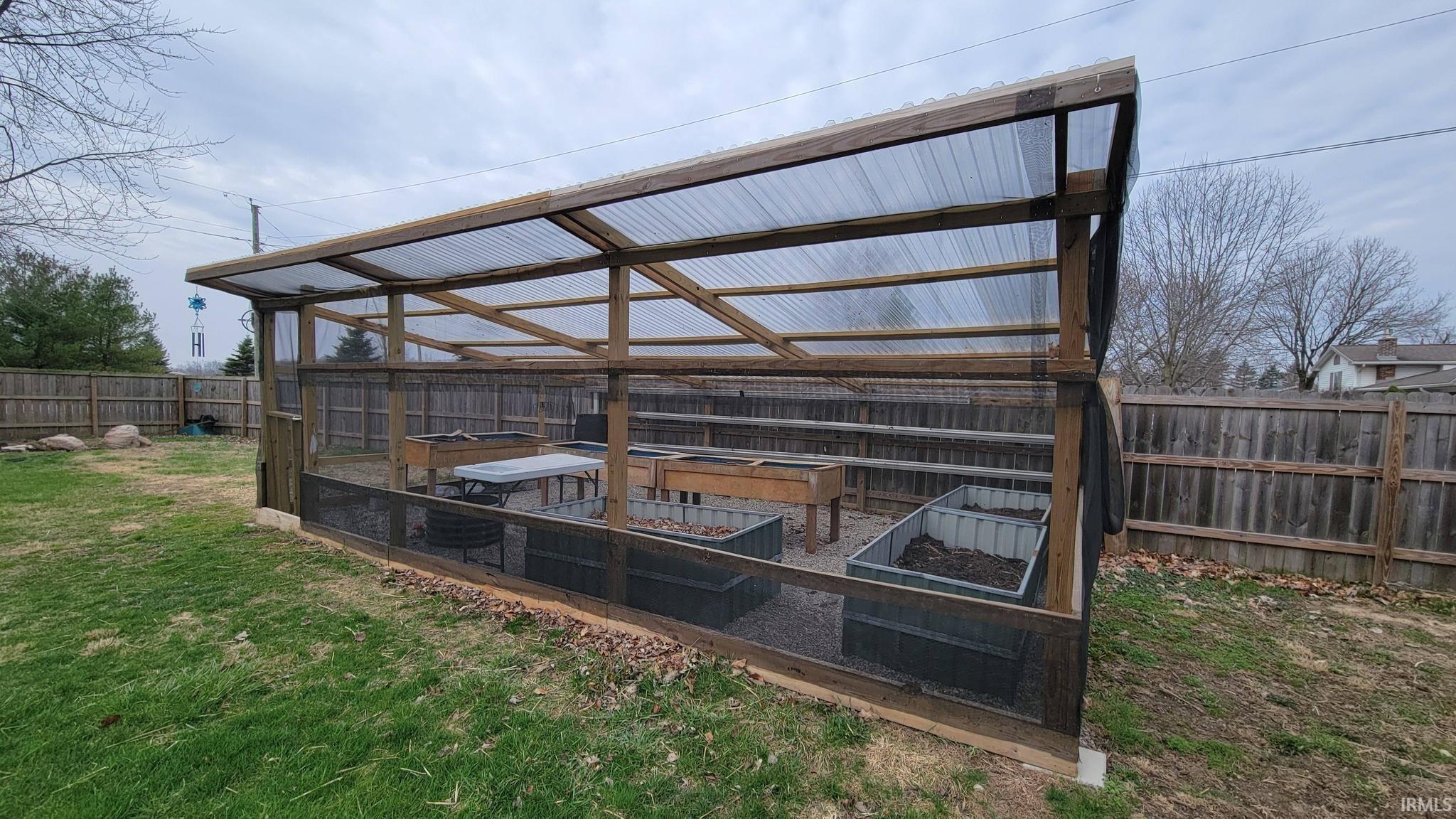 Wooden deck featuring a fenced backyard and a garden