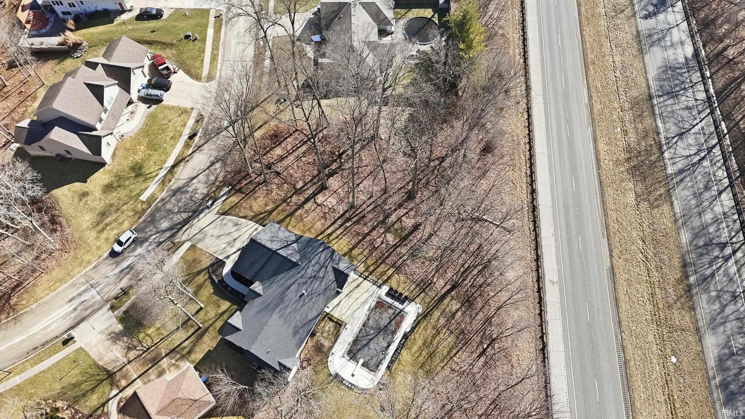 Aerial perspective of suburban area