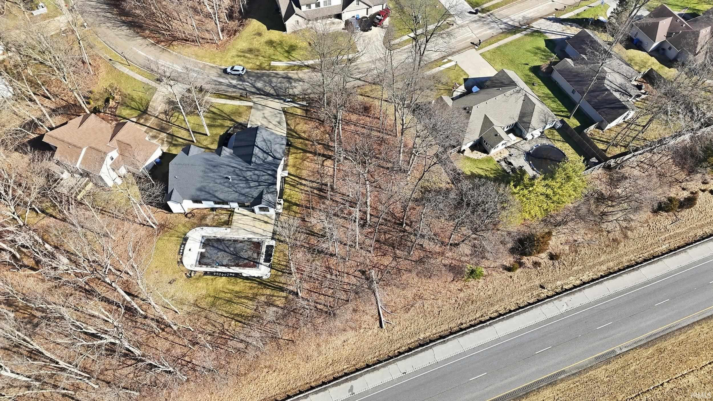 Aerial perspective of suburban area