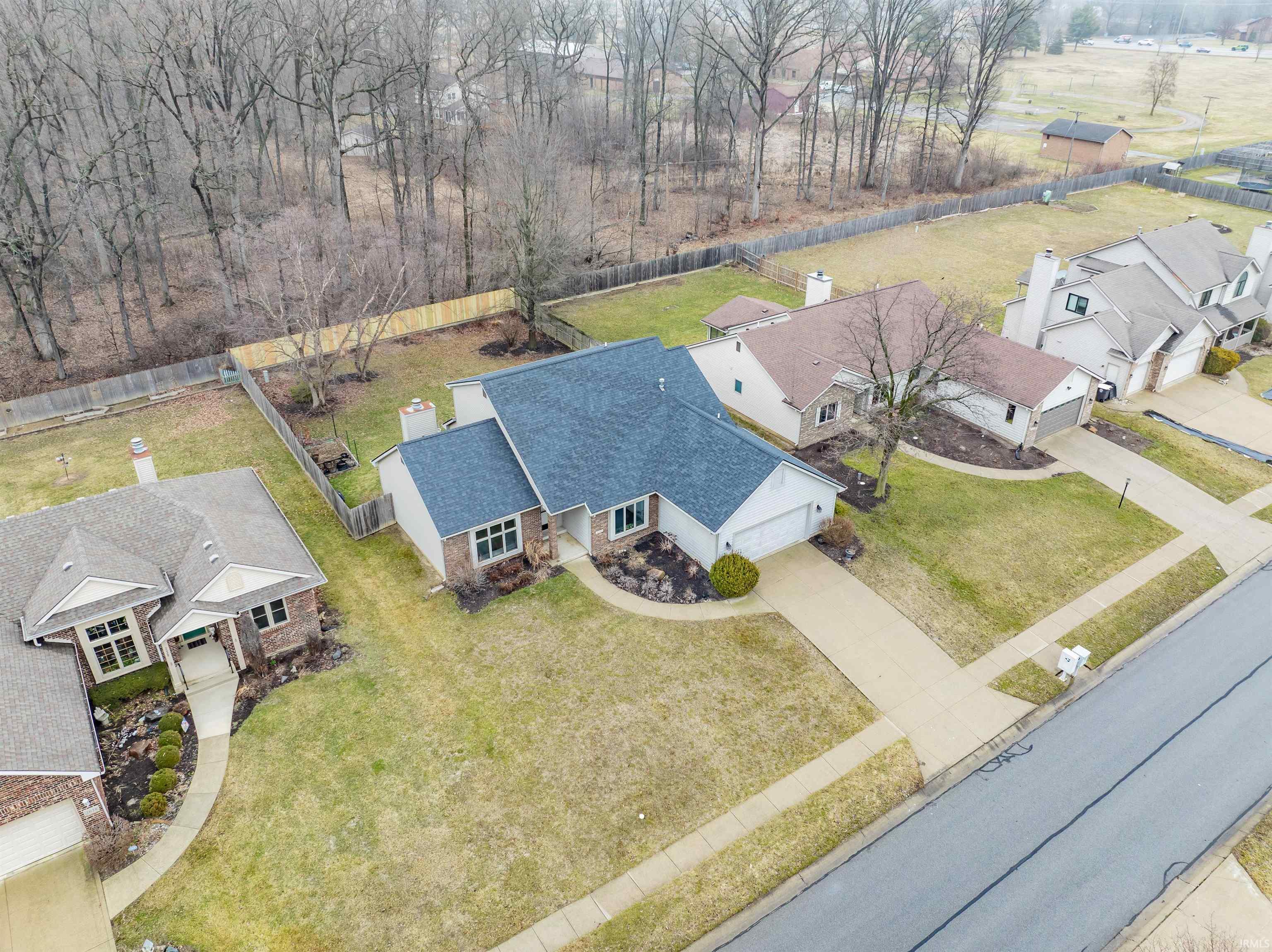 Aerial perspective of suburban area