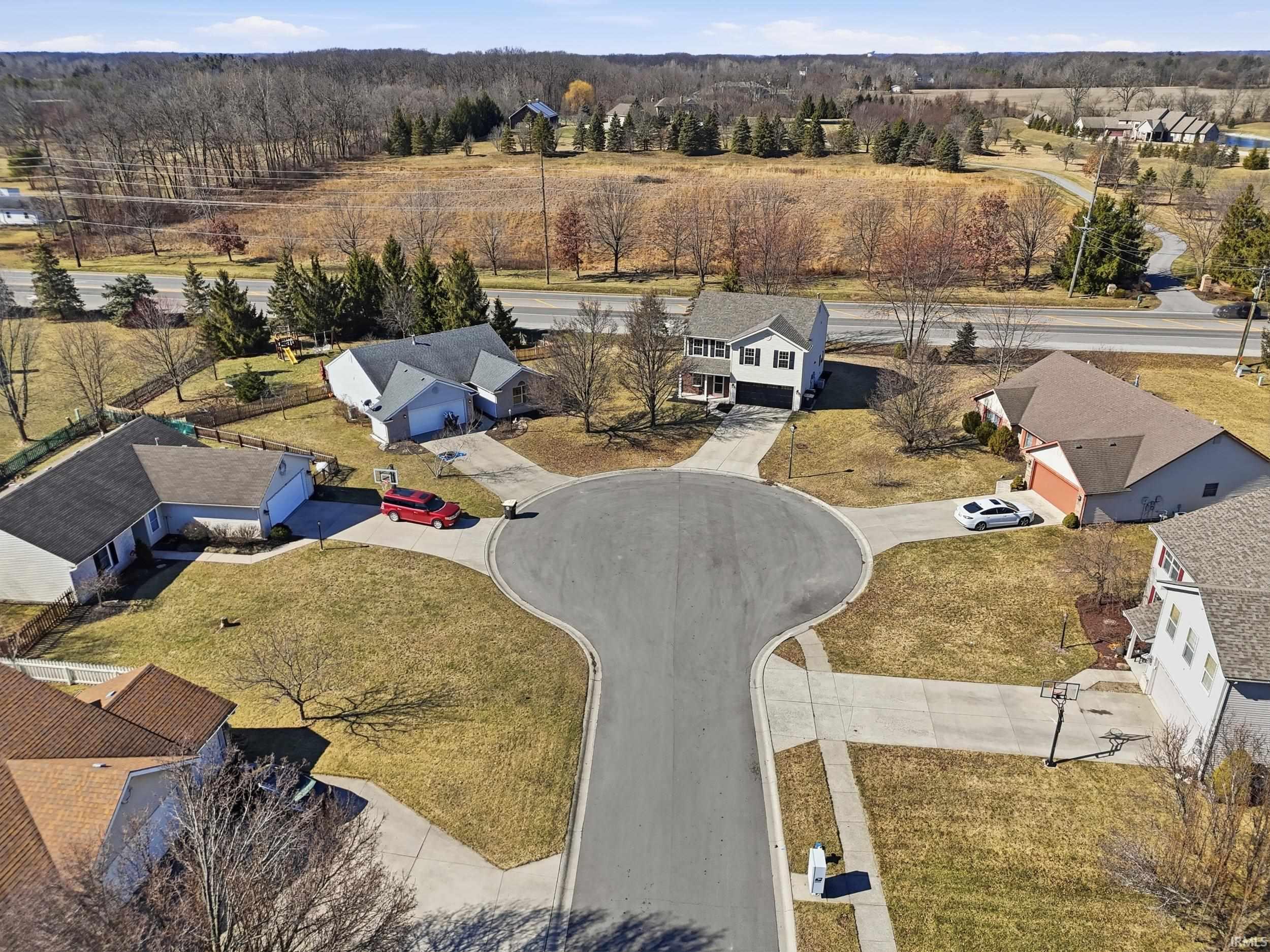 Aerial perspective of suburban area
