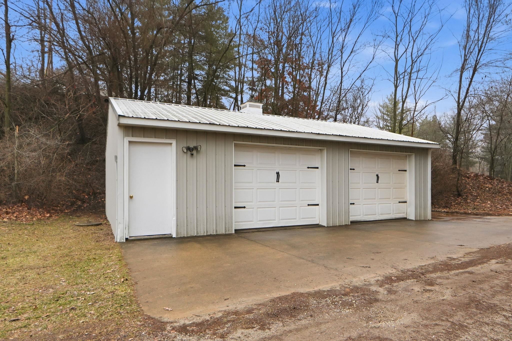 View of detached garage