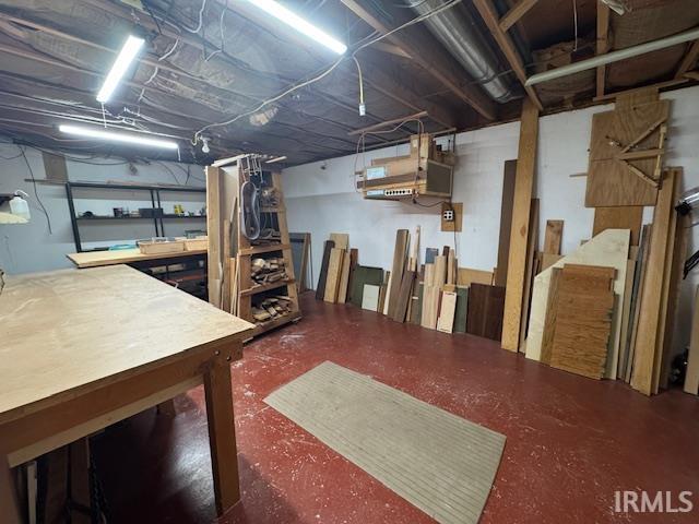 View of unfinished basement