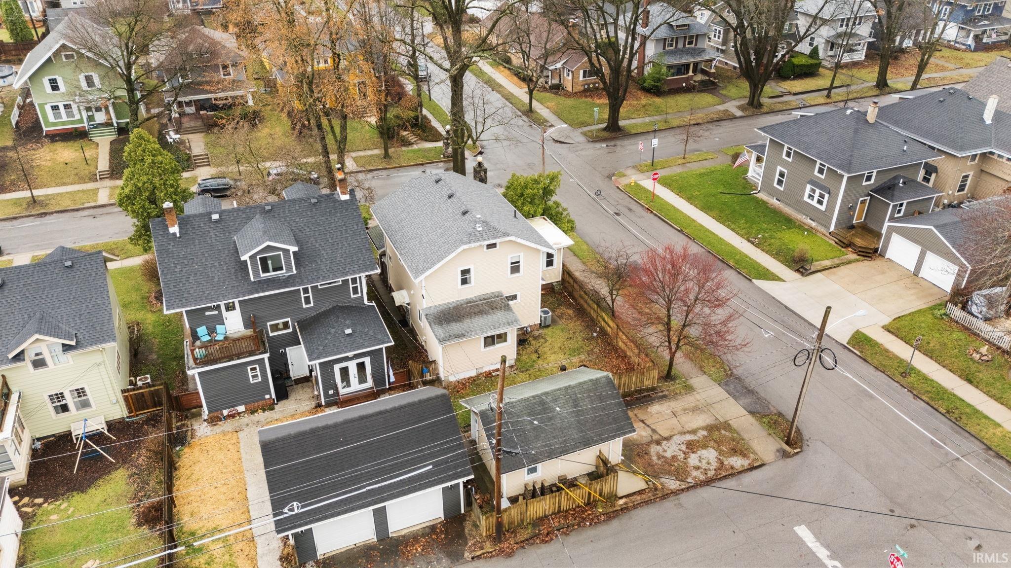 Aerial perspective of suburban area