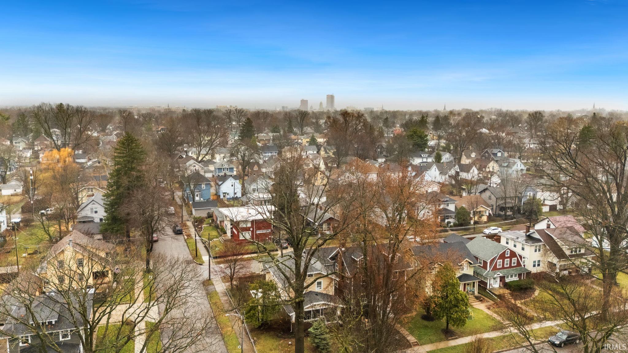 Aerial view of residential area