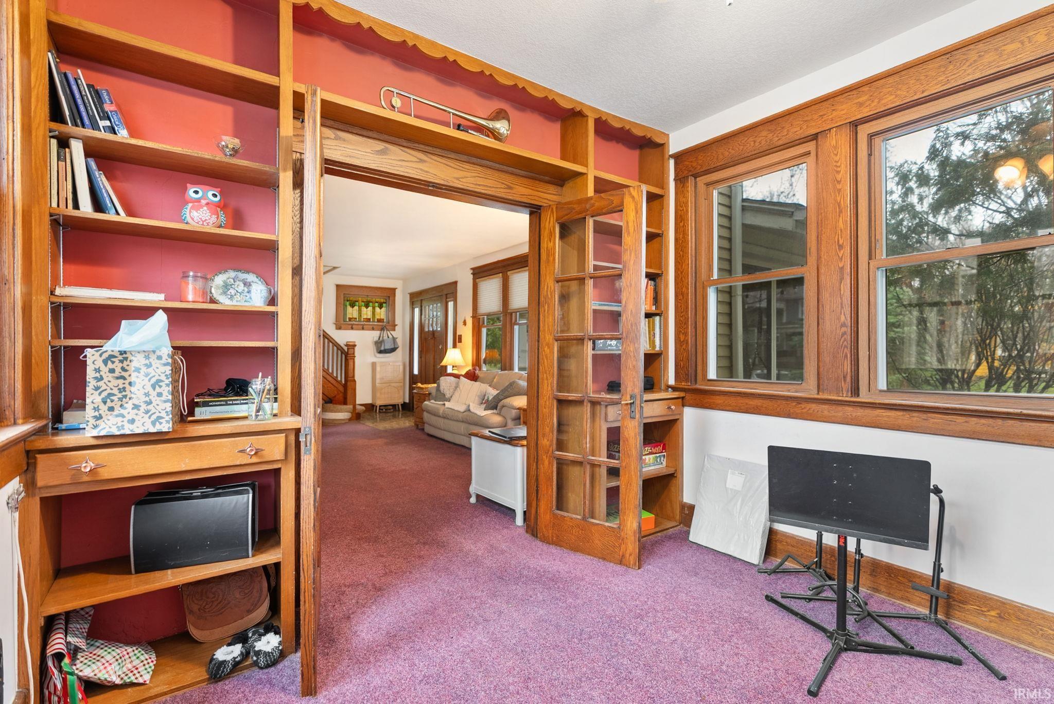 Office with carpet flooring