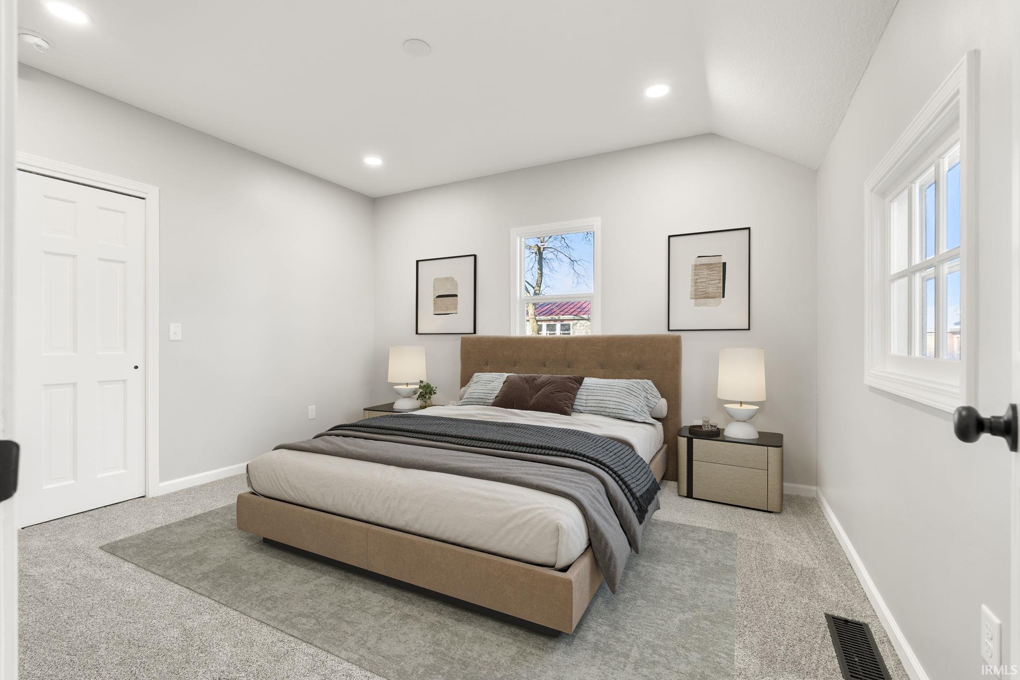 Virtually staged primary bedroom