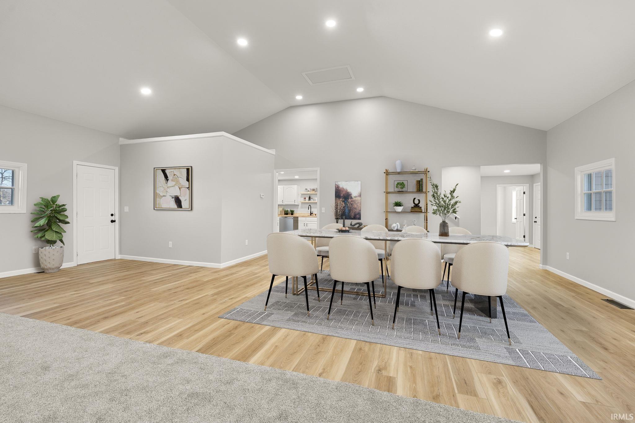 Virtually staged dining area