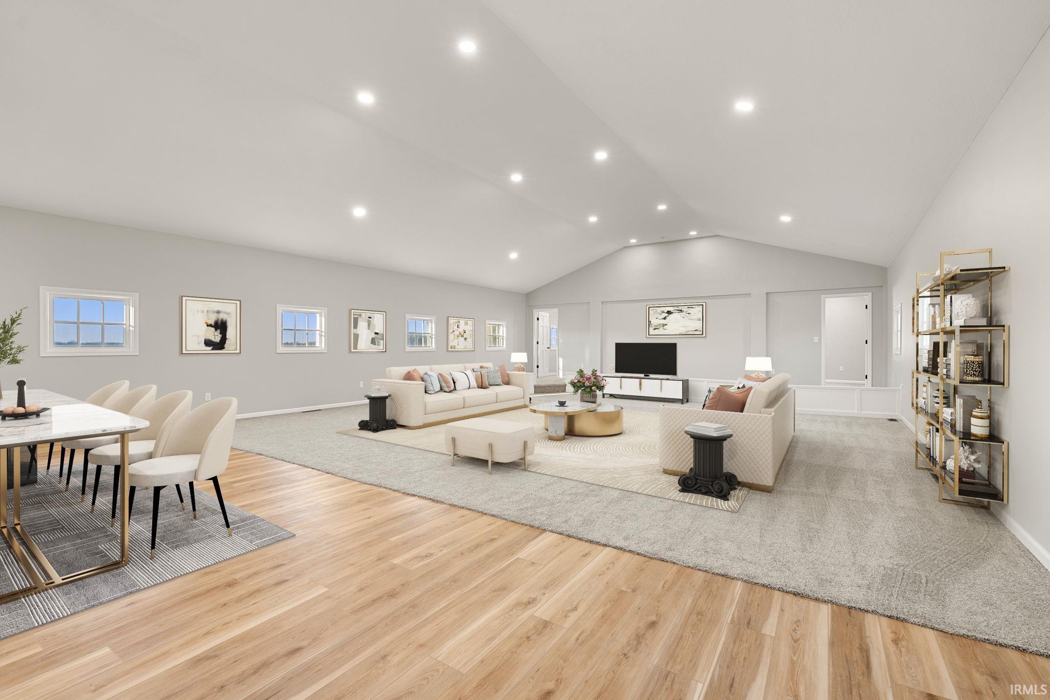 Virtually staged living room space