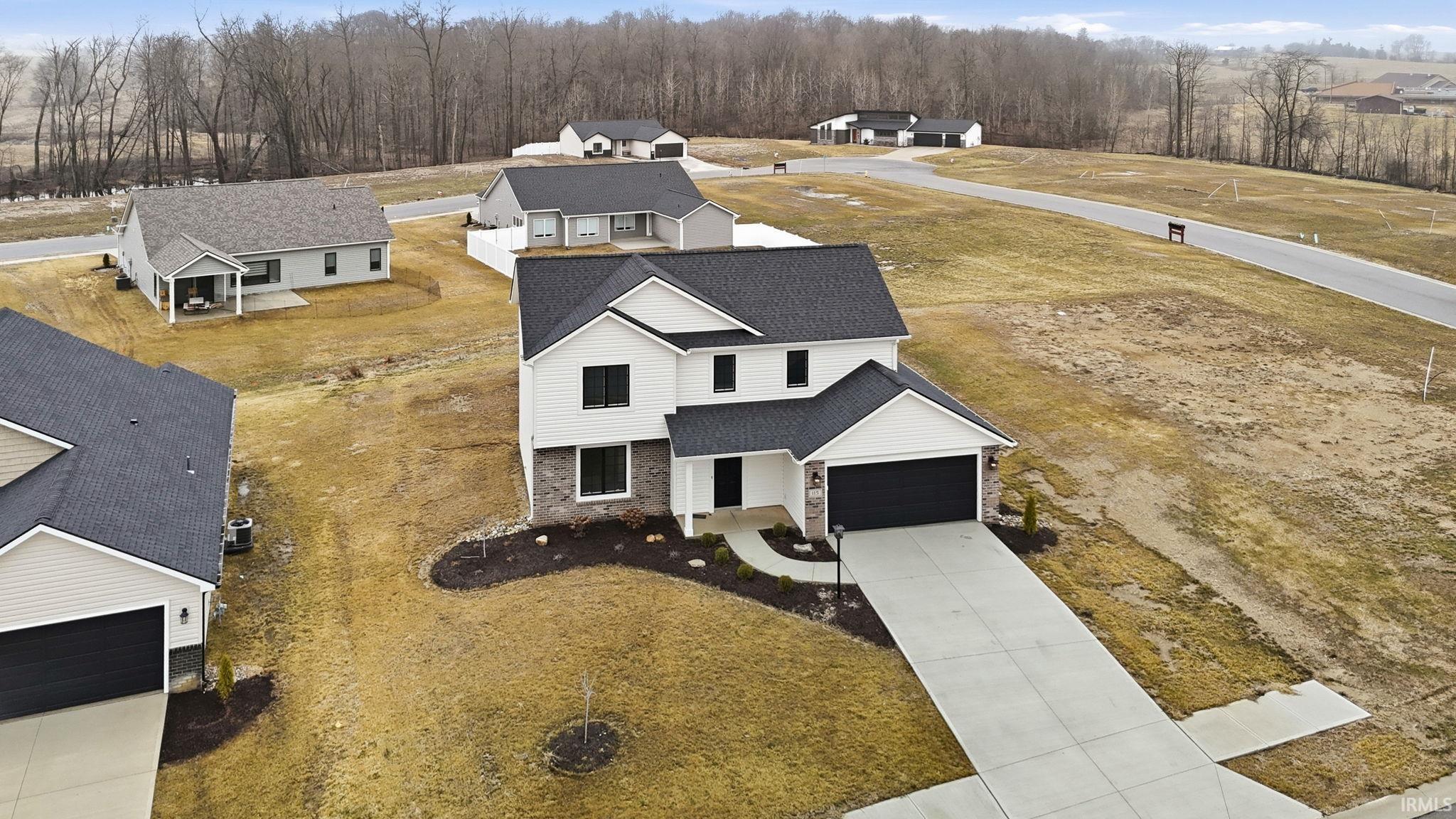 Aerial perspective of suburban area