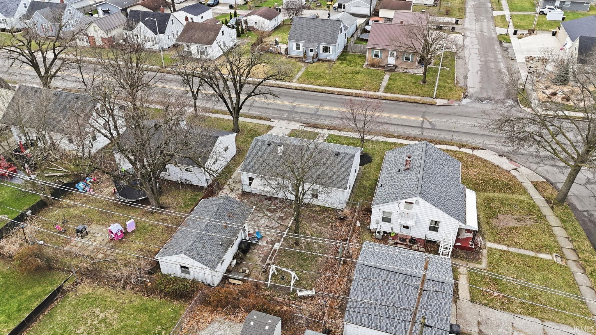 Aerial perspective of suburban area