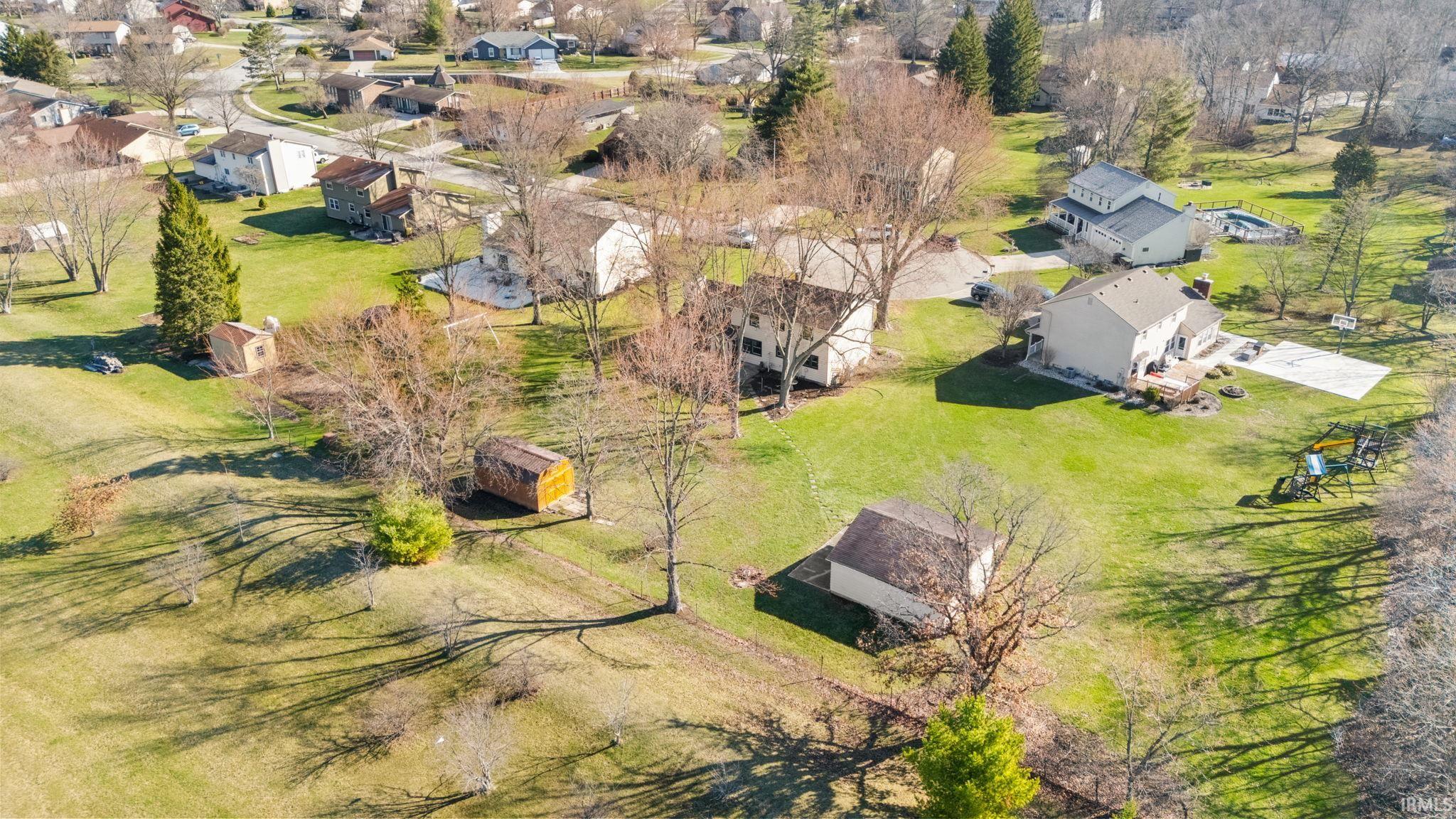Aerial perspective of suburban area