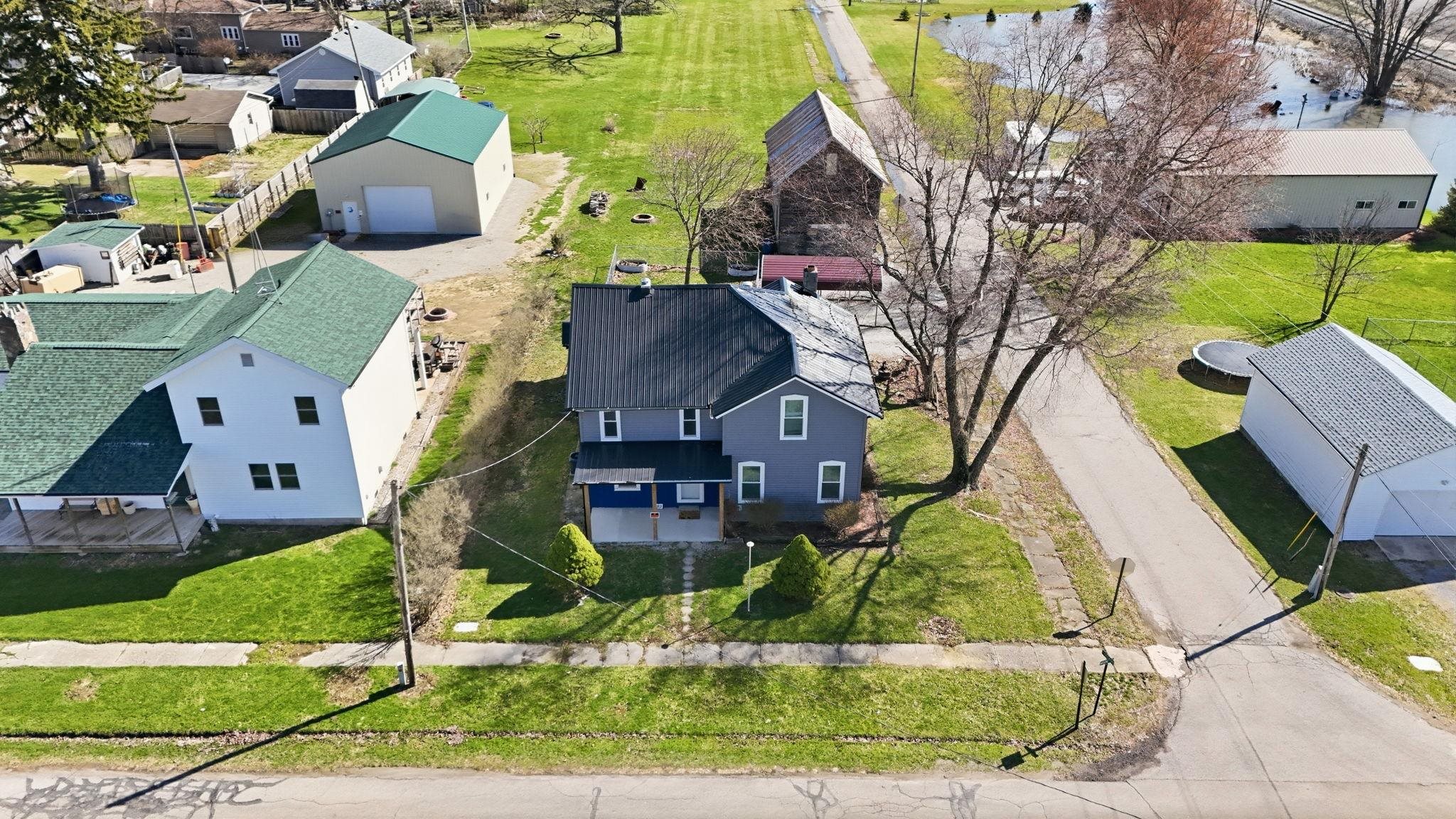 Aerial perspective of suburban area