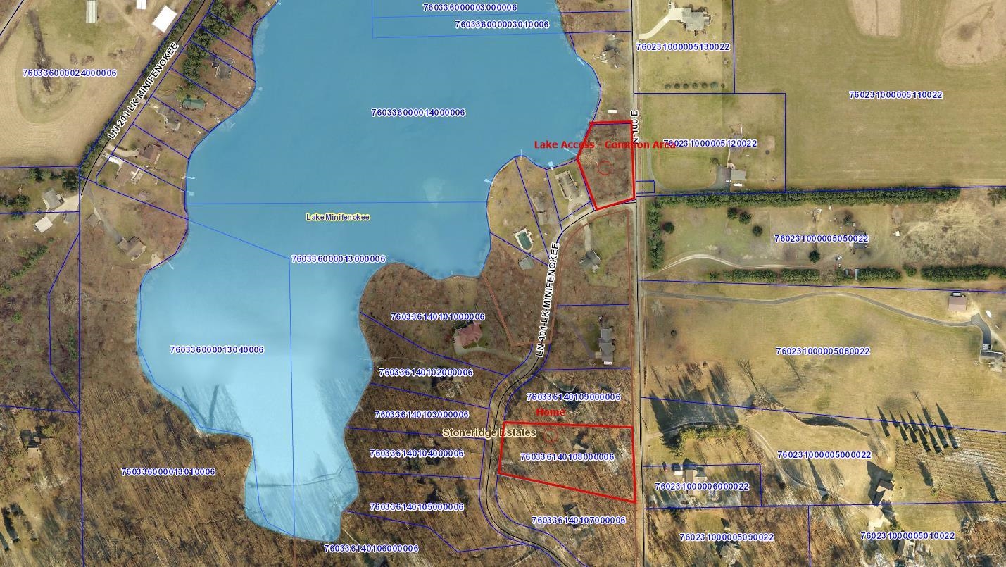 Aerial overview of property's location with property boundaries highlighted