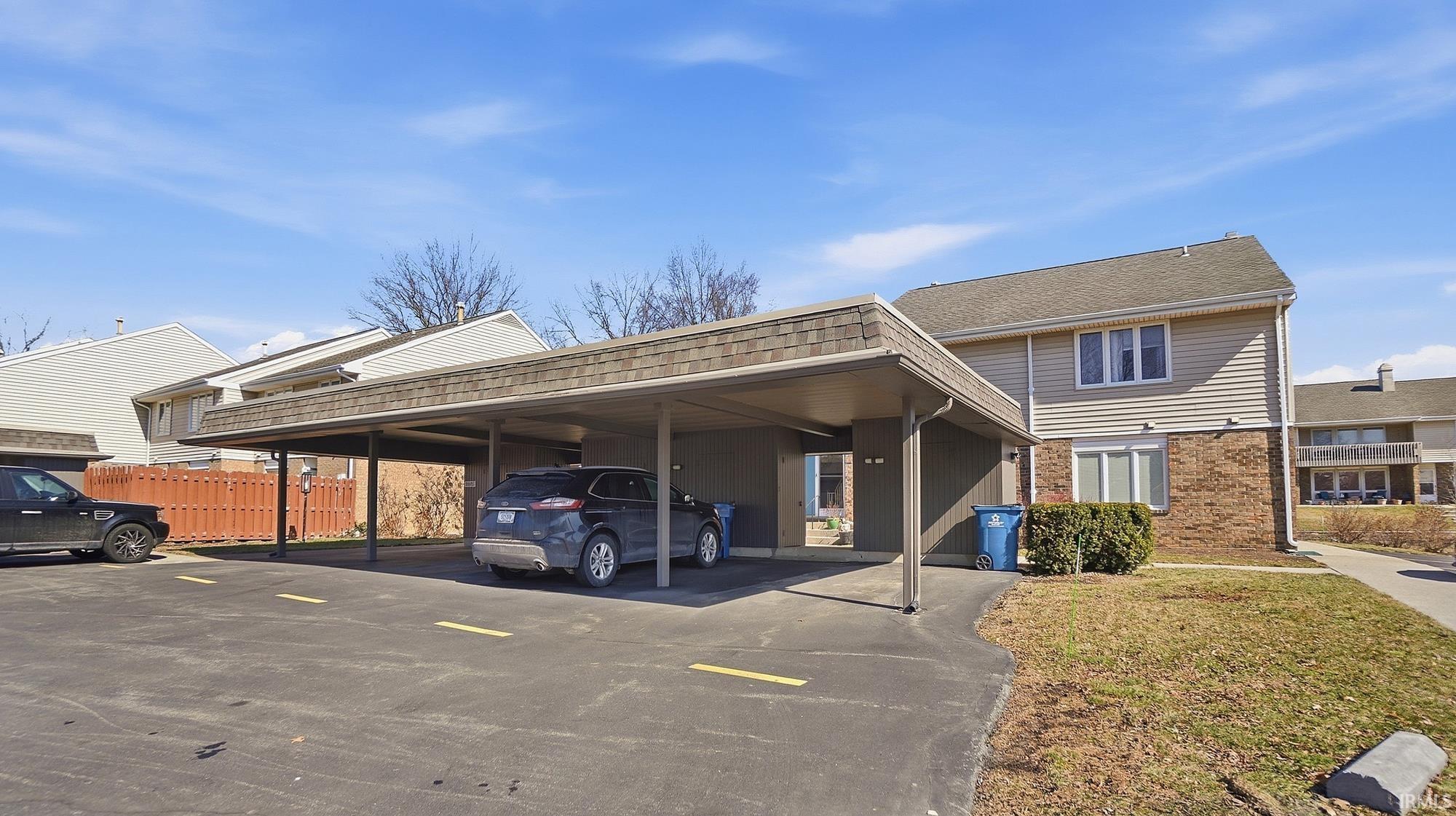 View of covered parking lot