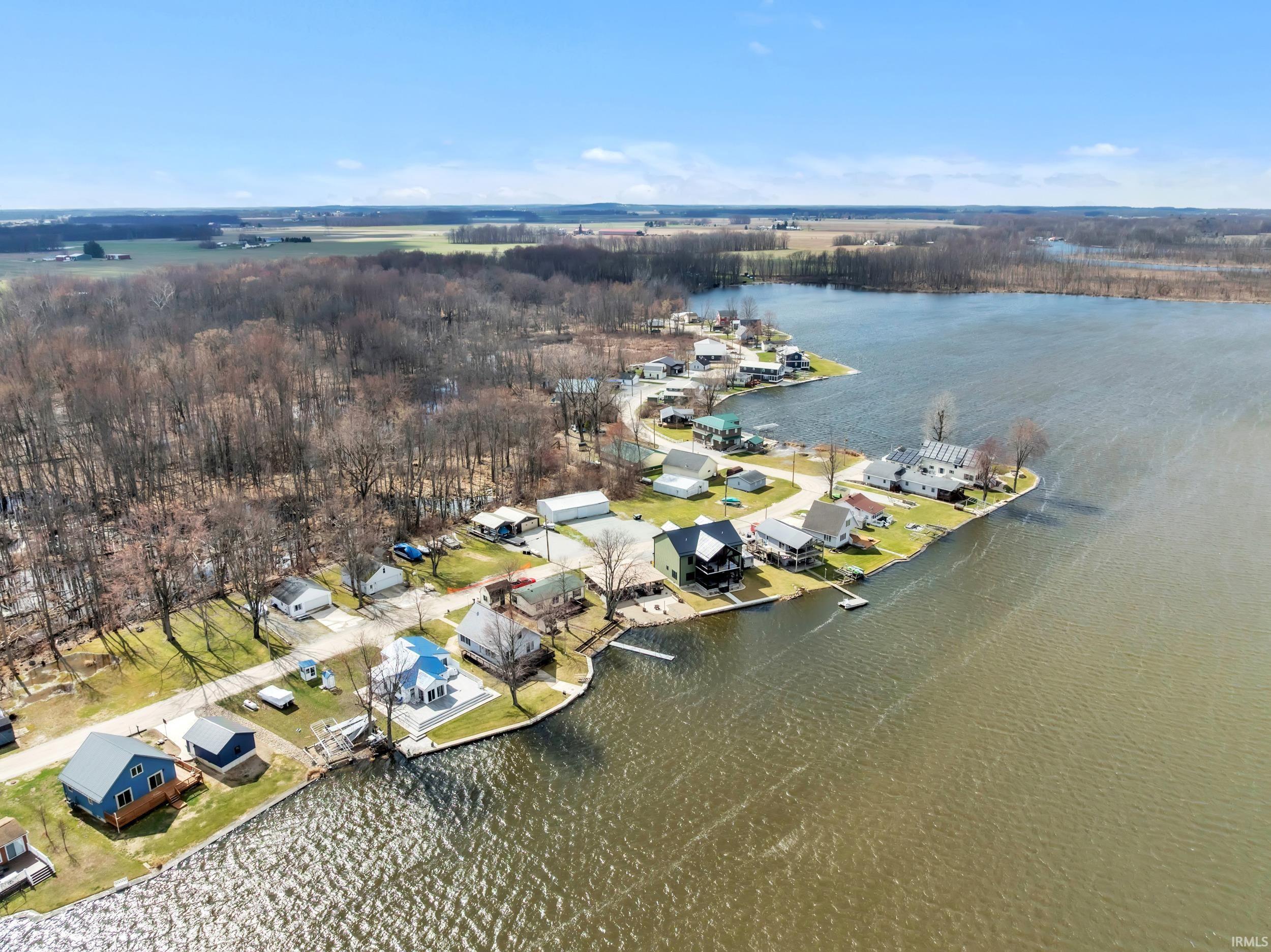 Bird's eye view of a nearby body of water