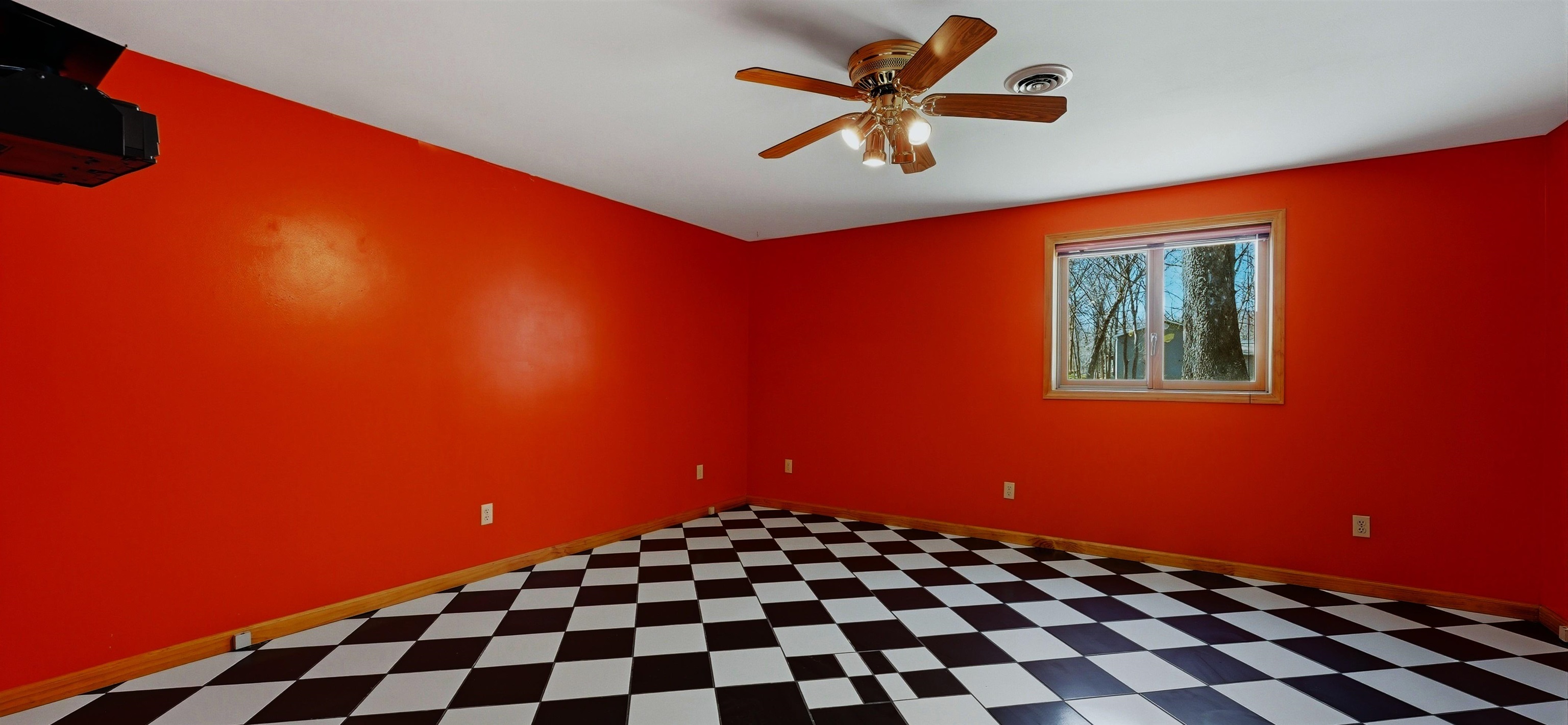 4th bedroom featuring a ceiling fan and ceramic floors