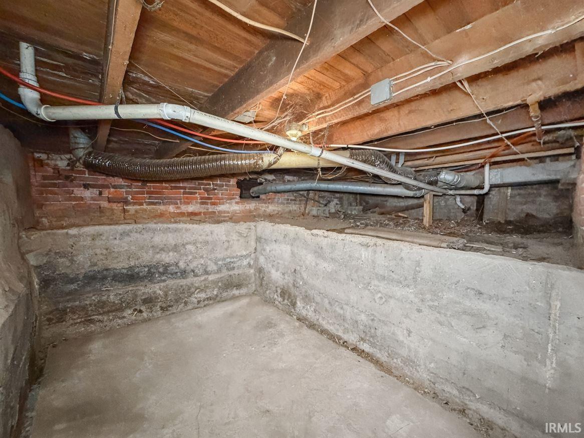 View of unfinished basement