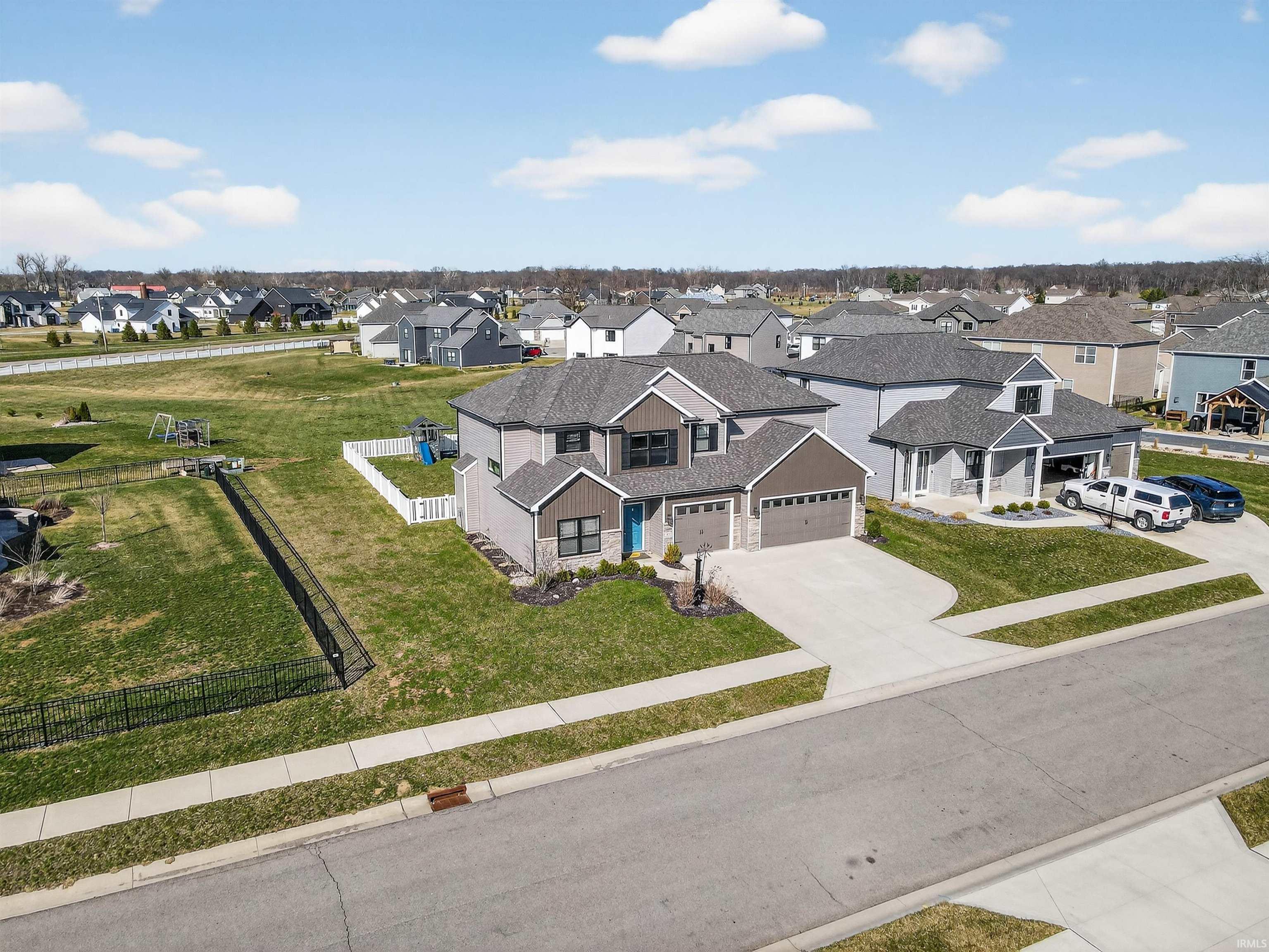 Aerial perspective of suburban area