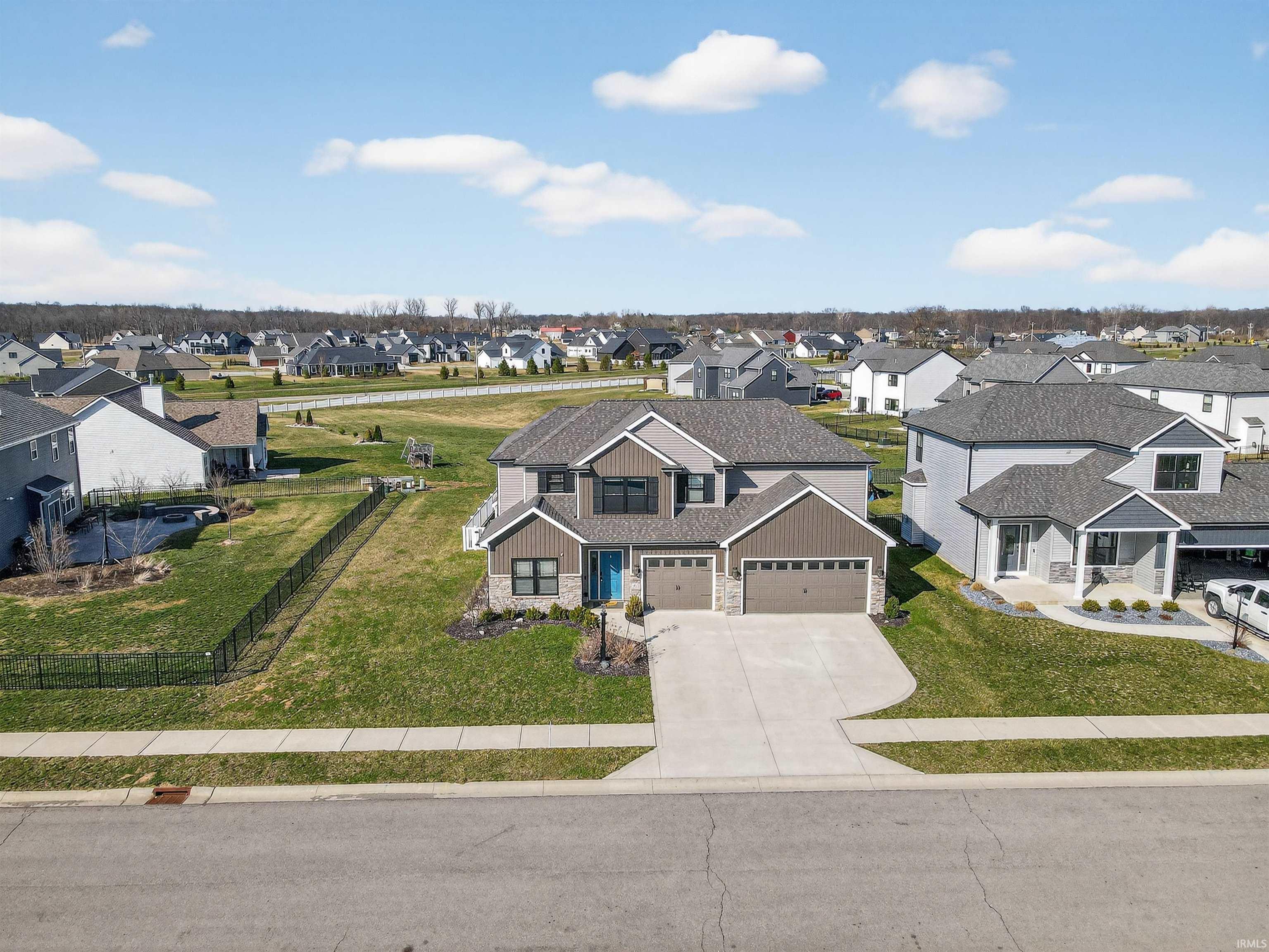 Aerial perspective of suburban area