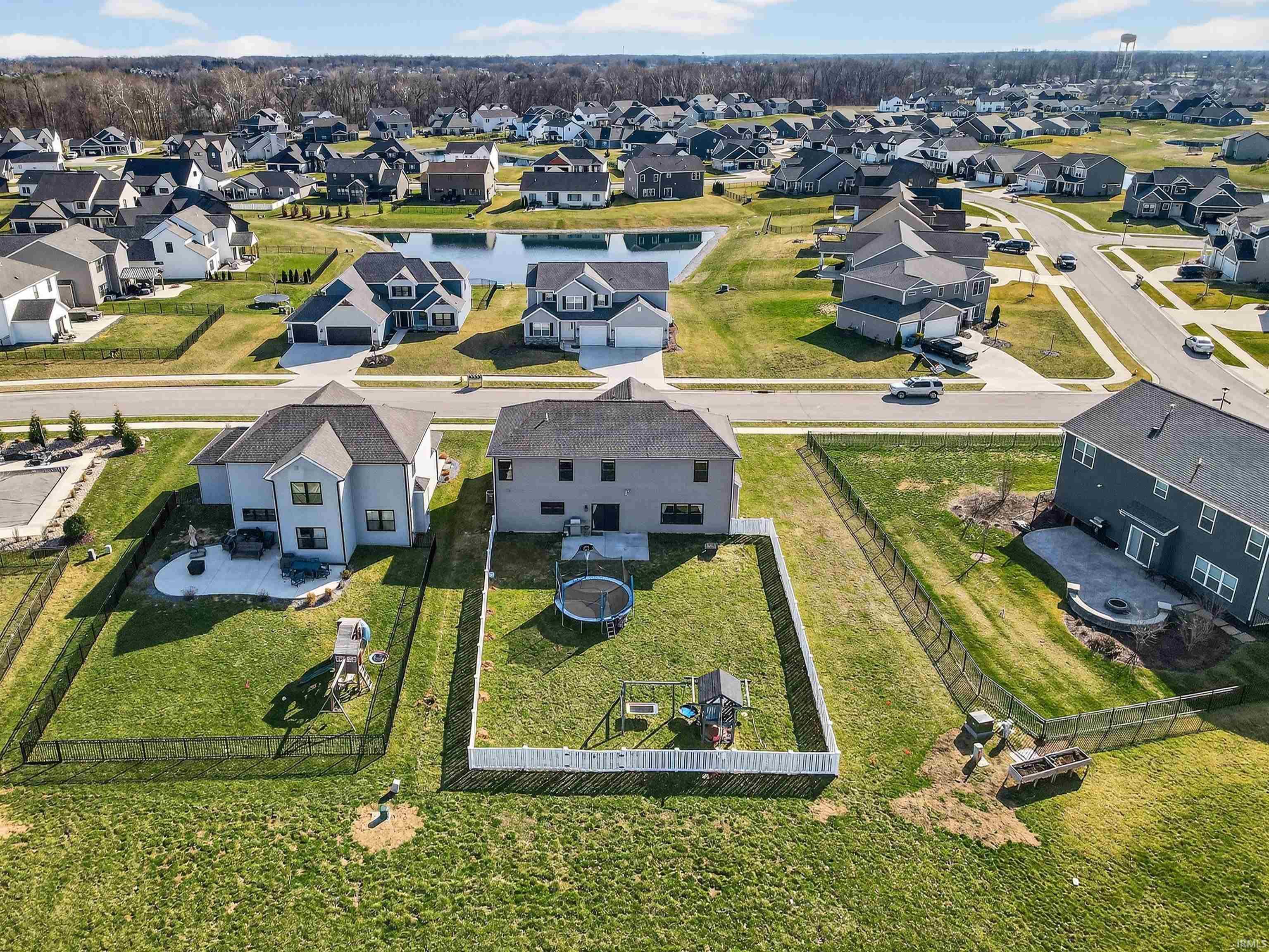 Aerial perspective of suburban area