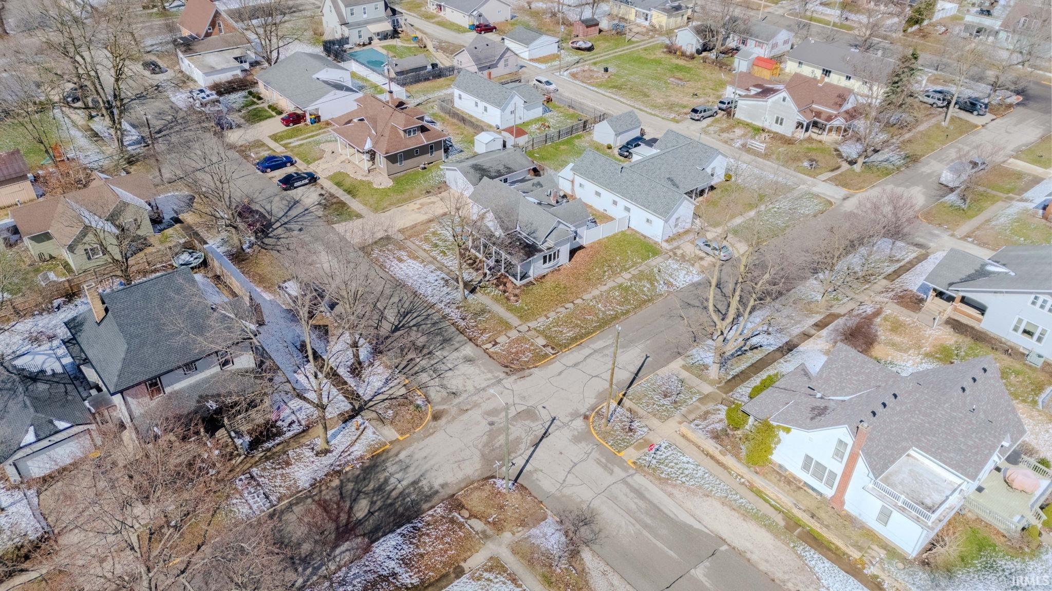Aerial view of residential area