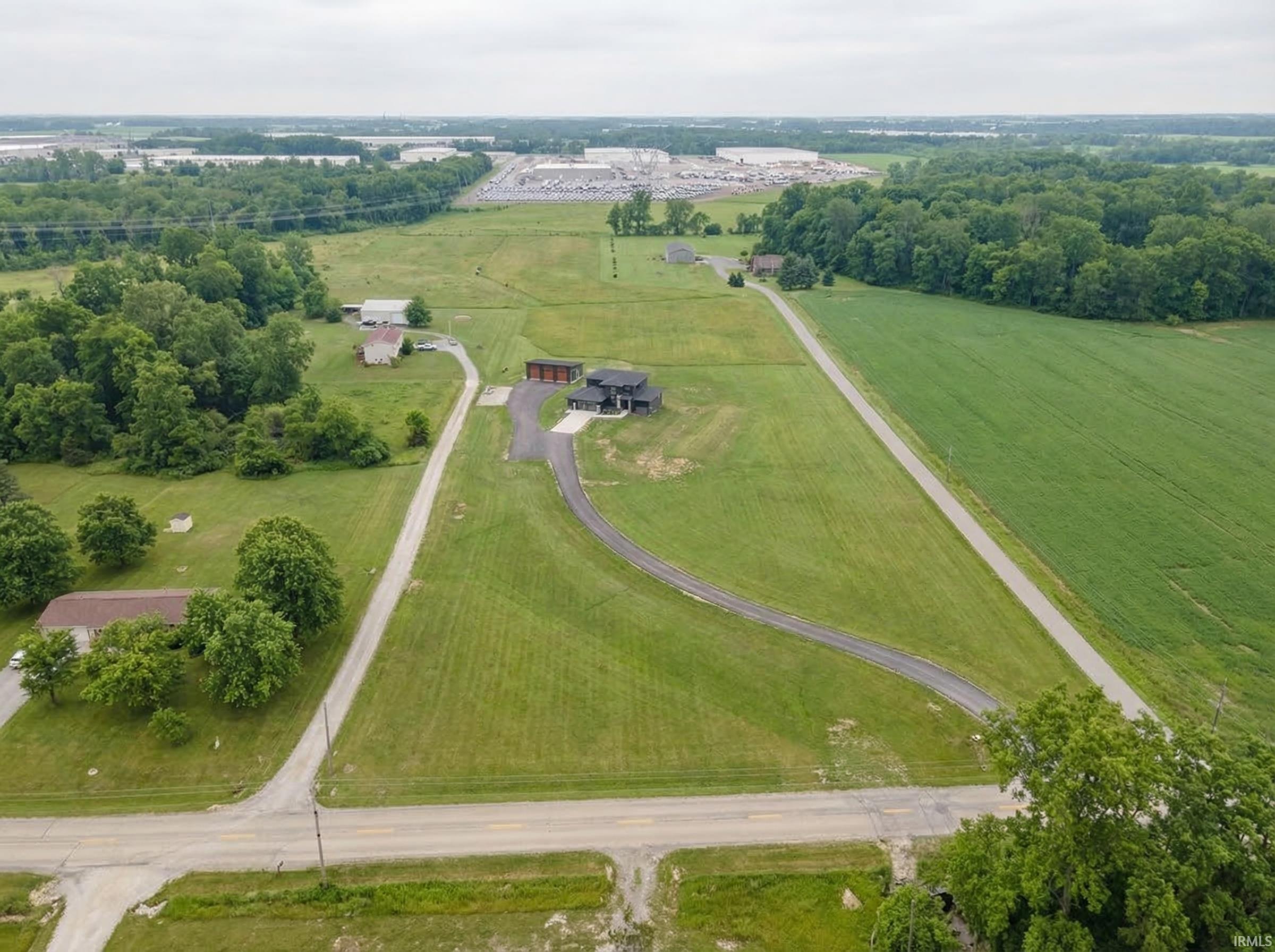 Aerial view of sparsely populated area