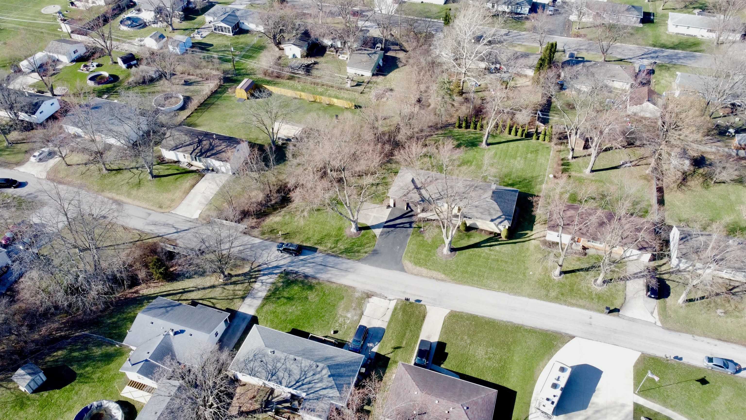 Aerial perspective of suburban area