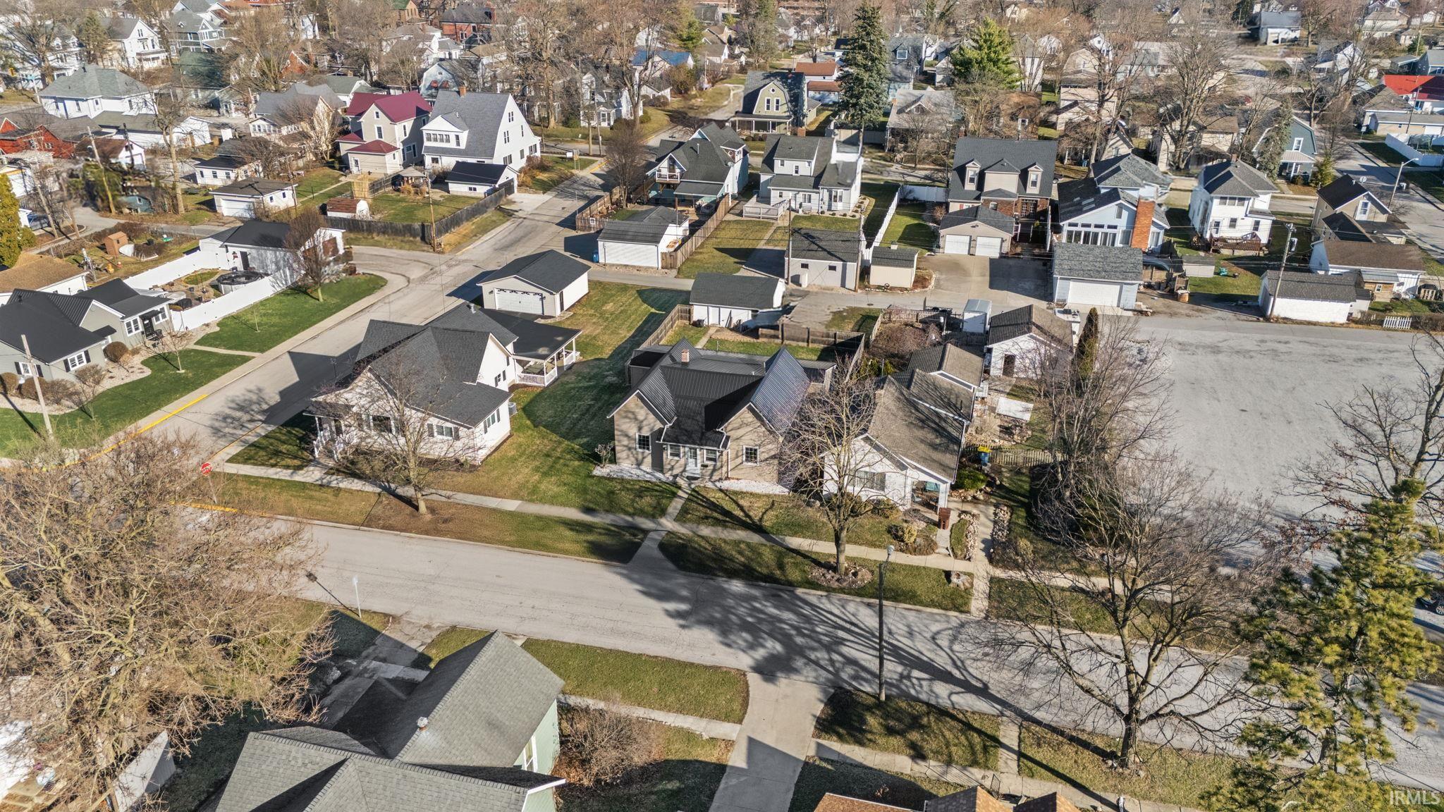 Aerial perspective of suburban area