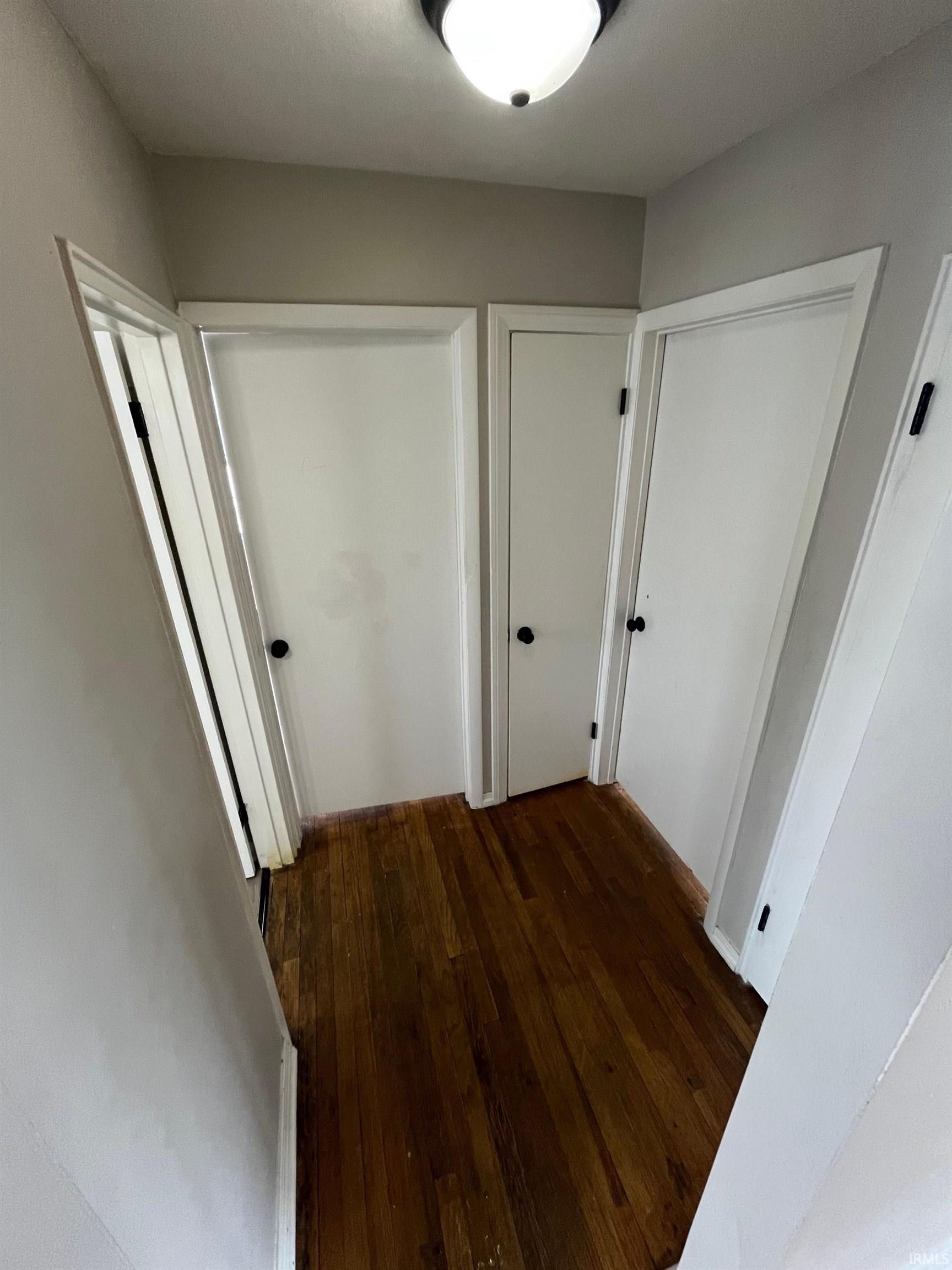 Corridor with dark wood-style floors