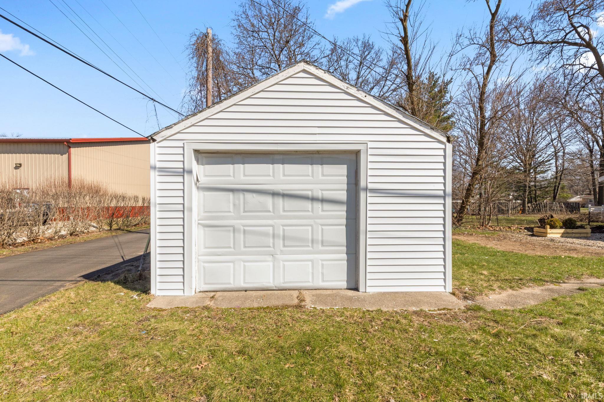View of detached garage
