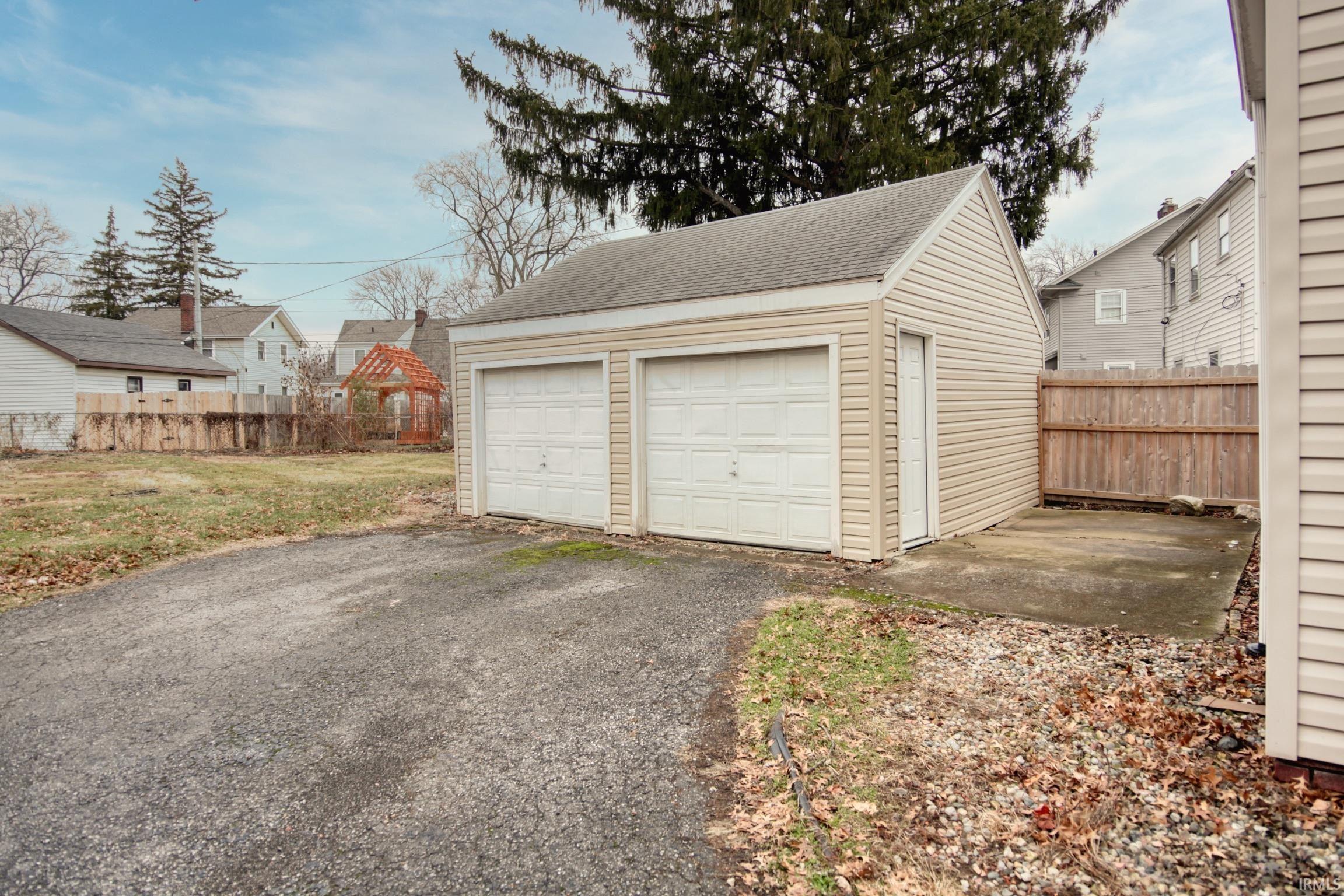 View of detached garage