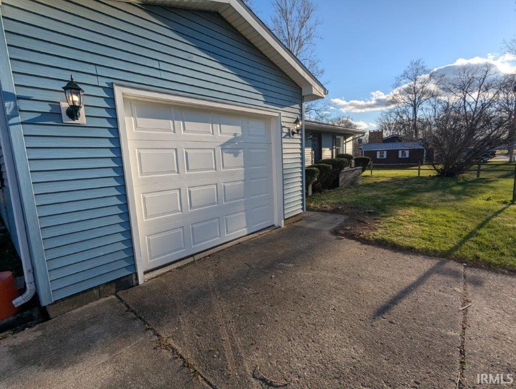 Garage with driveway