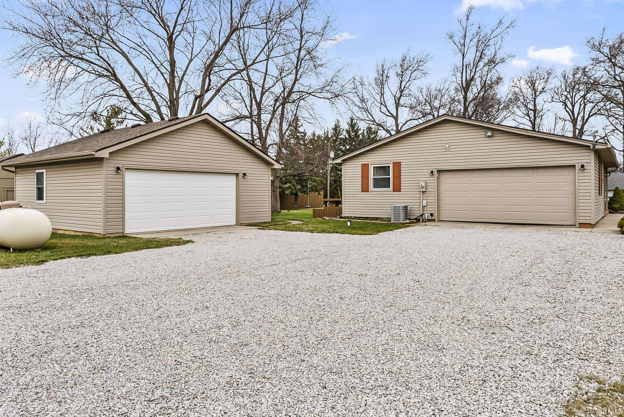View of detached garage