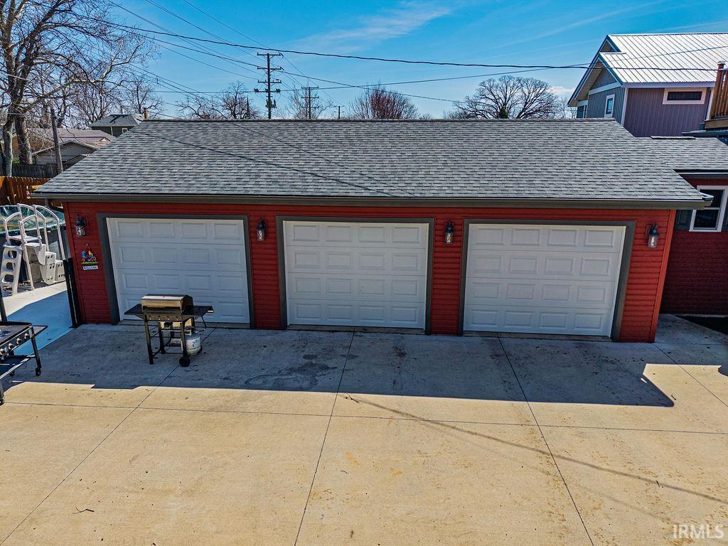 View of detached garage