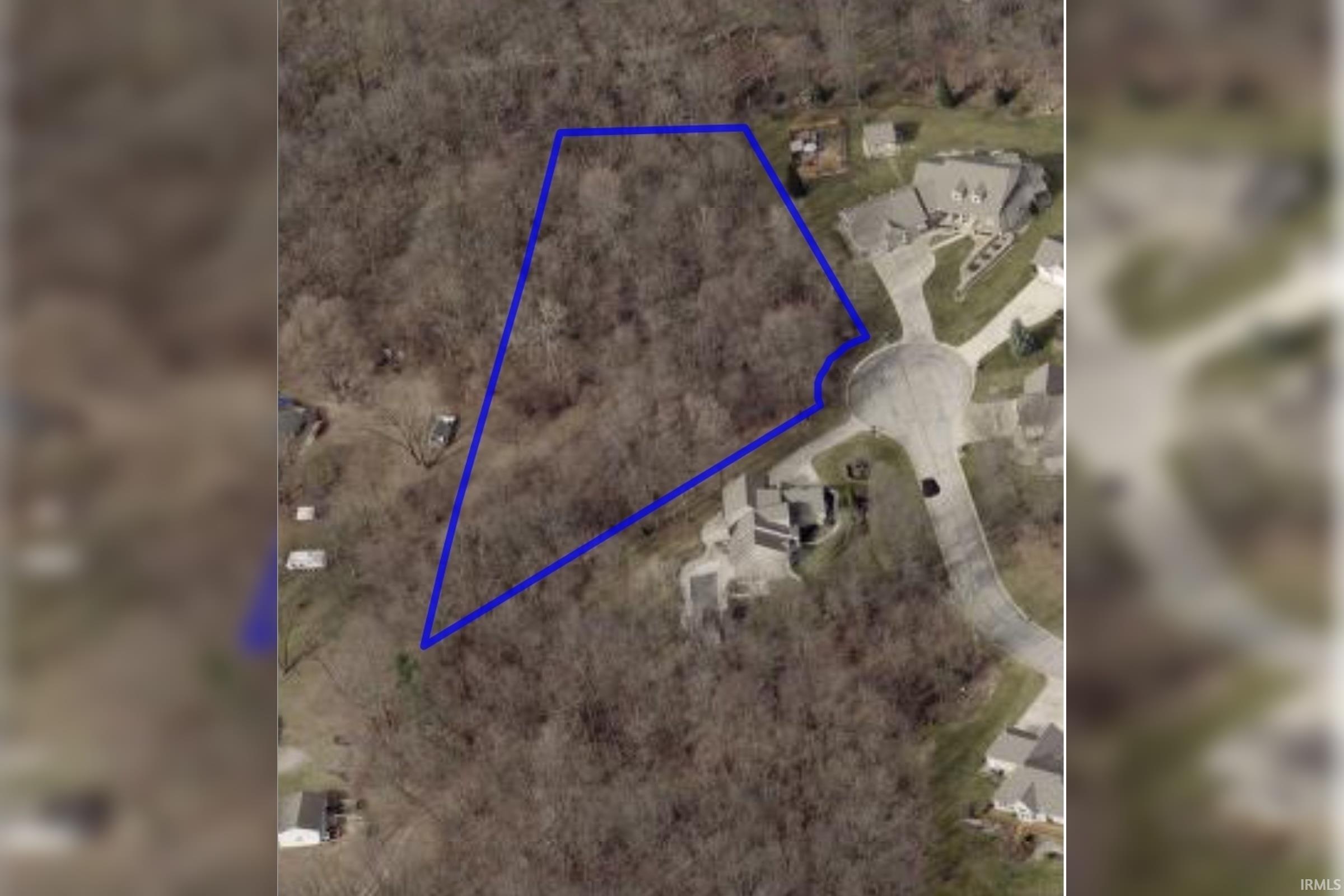 Aerial view of property's location with property boundaries highlighted
